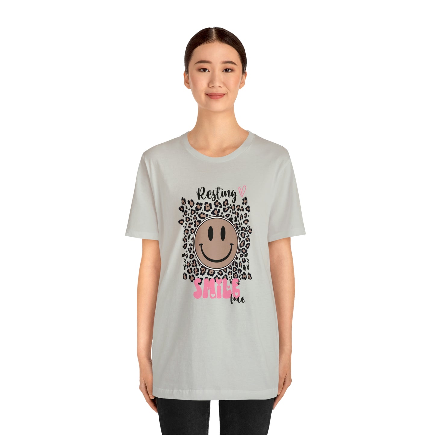 Resting Smile Face Print Jersey Short Sleeve Tee