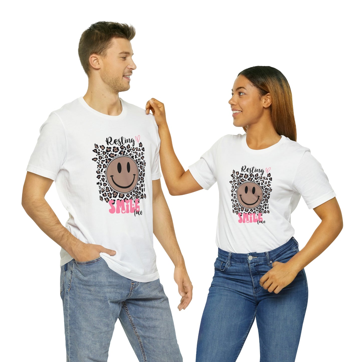 Resting Smile Face Print Jersey Short Sleeve Tee