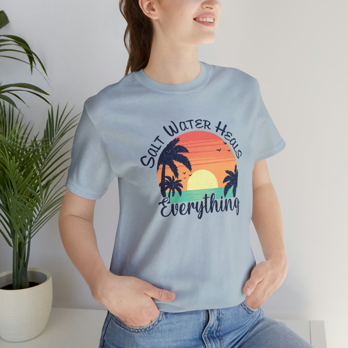 Saltwater Heals Everything Print Jersey Short Sleeve Tee