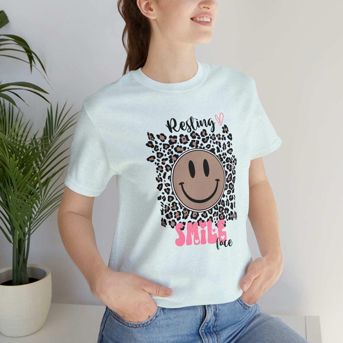 Resting Smile Face Print Jersey Short Sleeve Tee