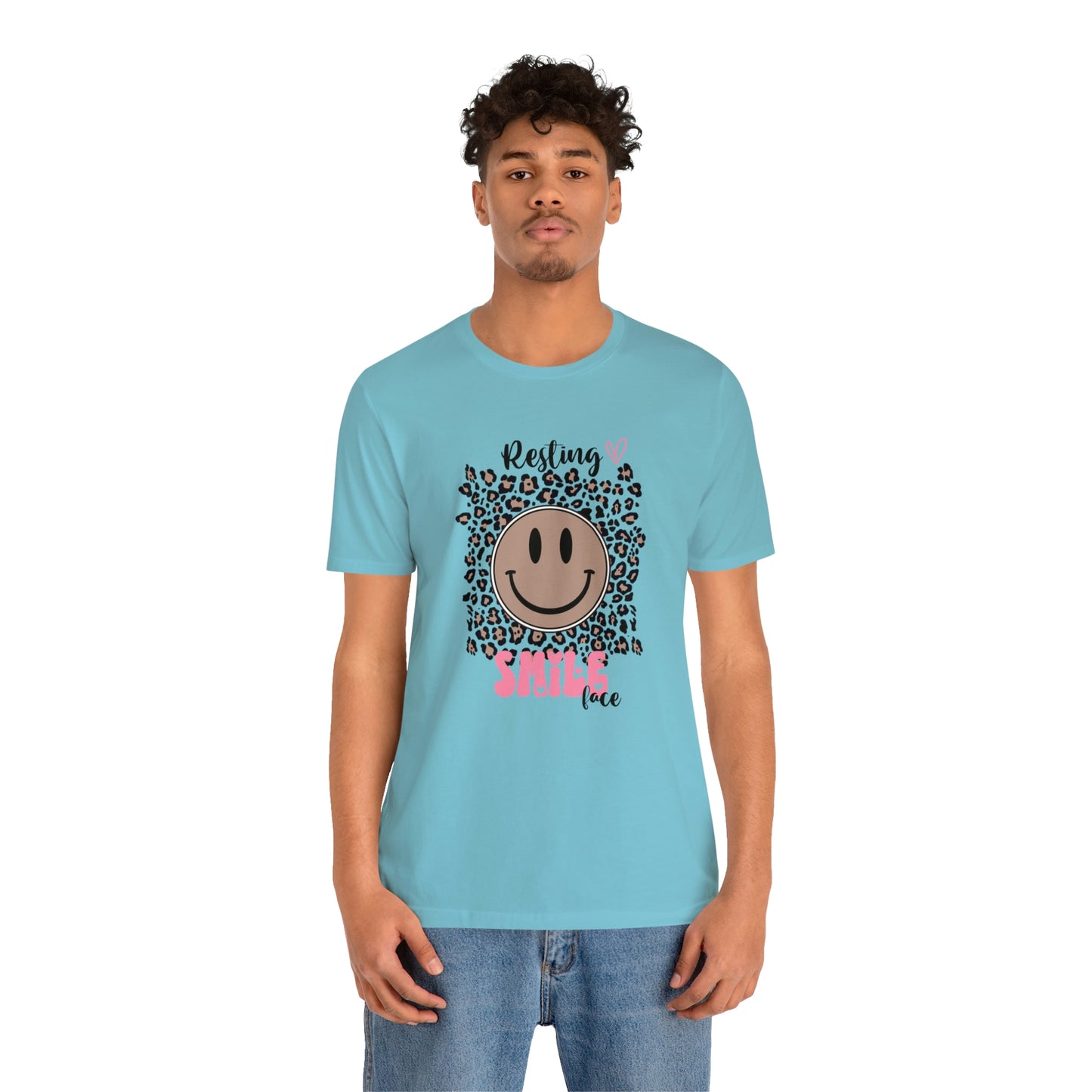 Resting Smile Face Print Jersey Short Sleeve Tee