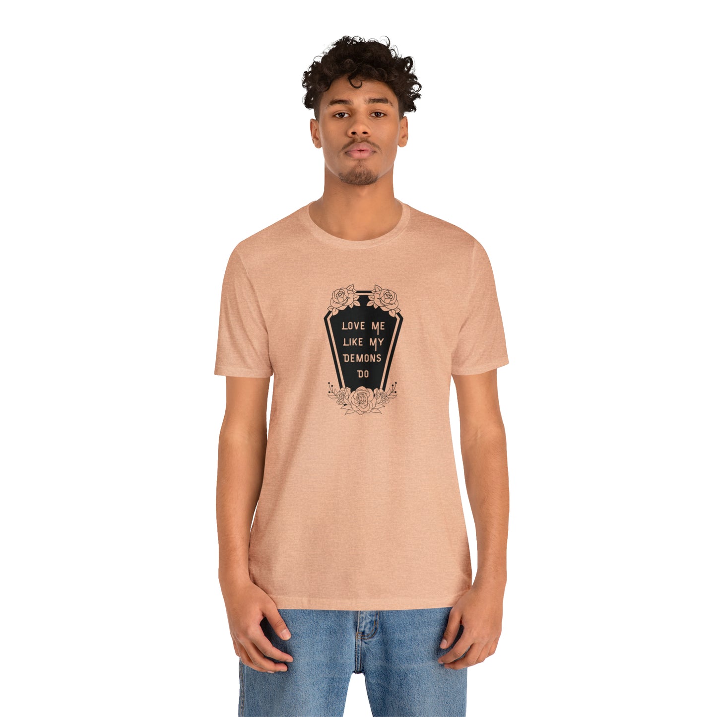 Love Me Like My Demons Do Print Jersey Short Sleeve Tee