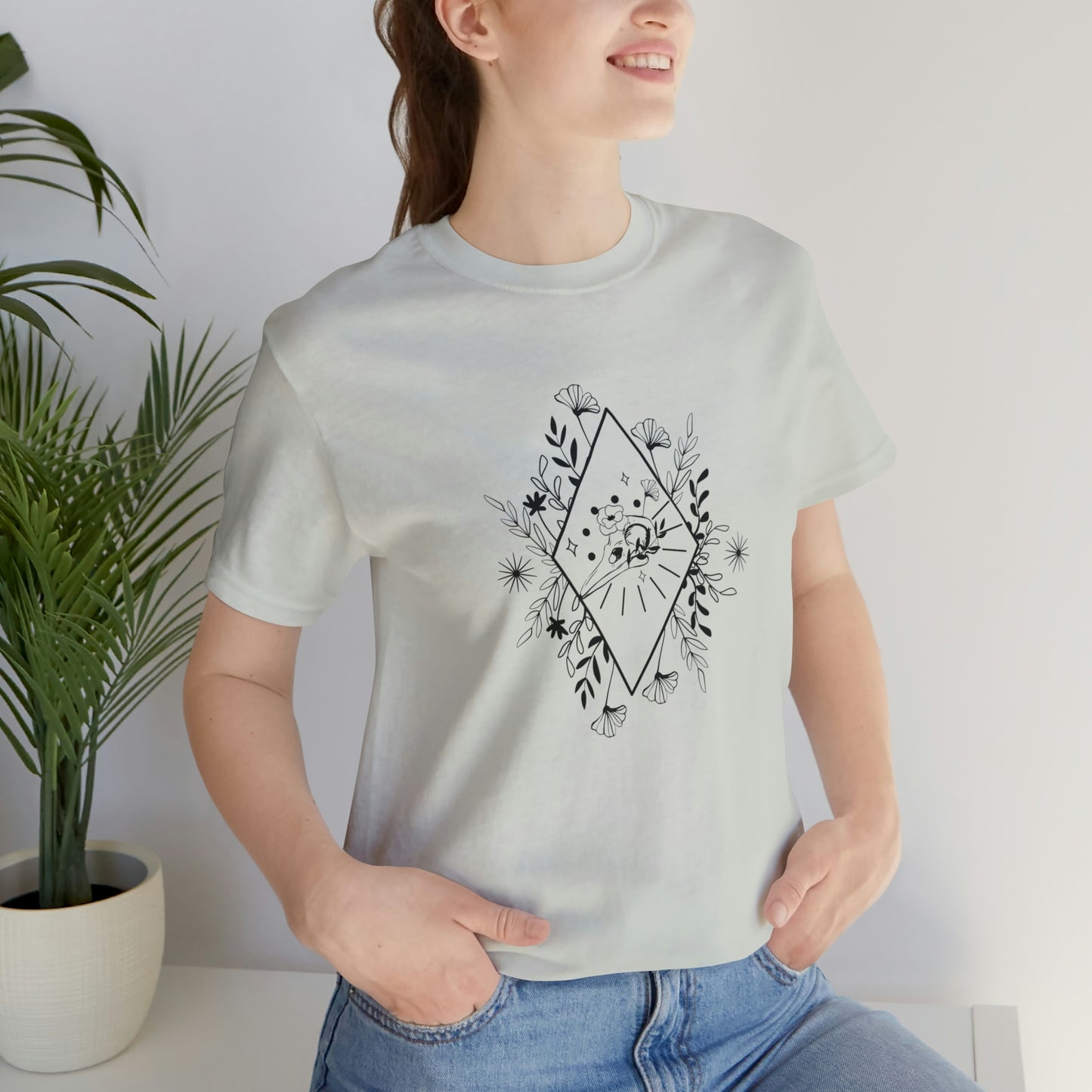Bird Skull Print Jersey Short Sleeve Tee