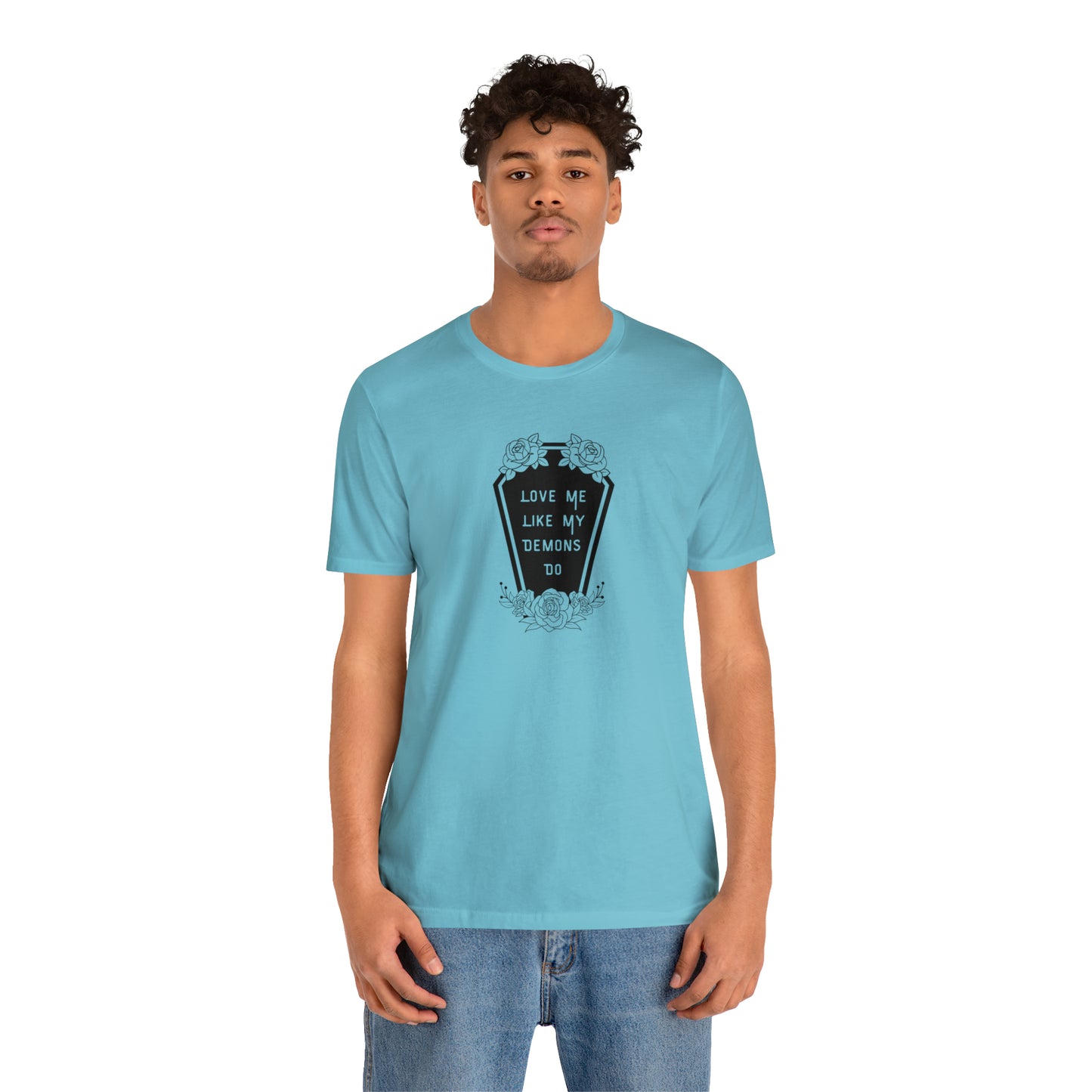 Love Me Like My Demons Do Print Jersey Short Sleeve Tee