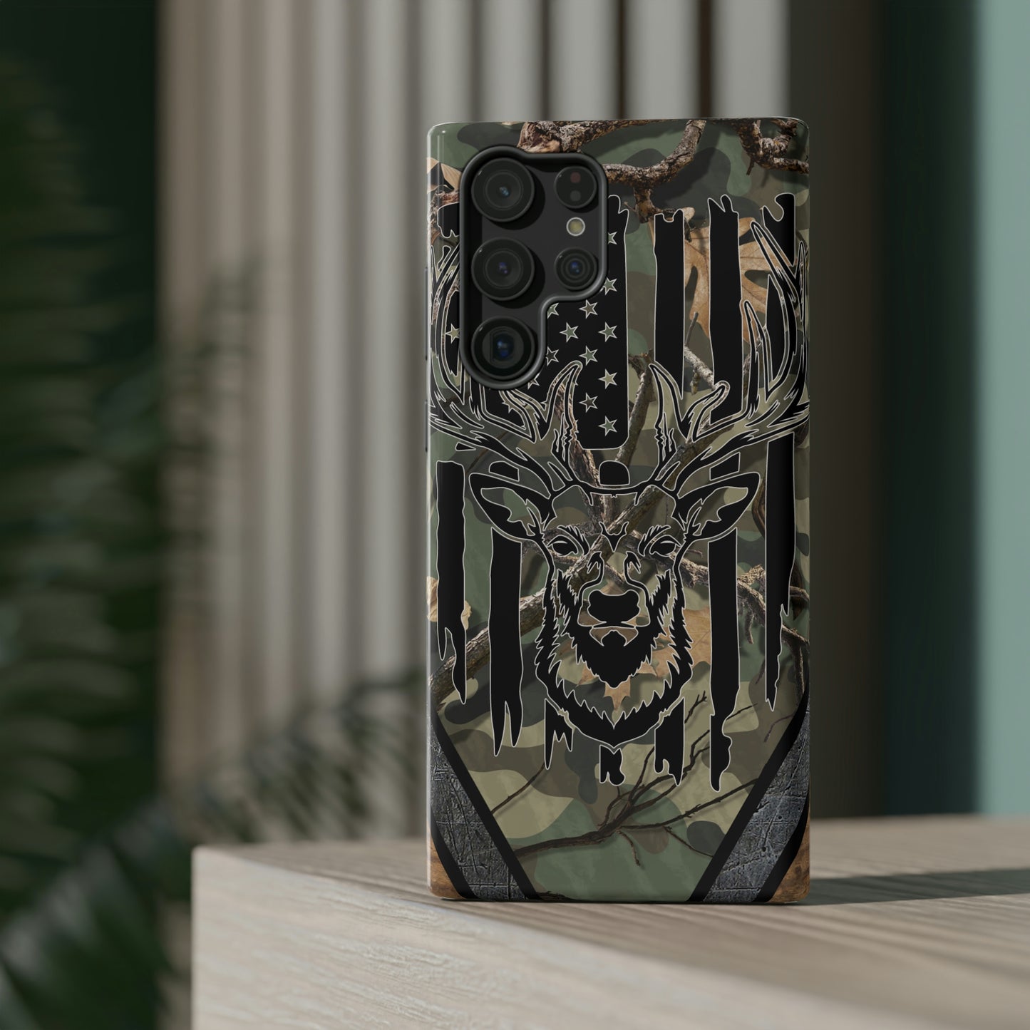 American Flag Deer Print Impact-Resistant Cases