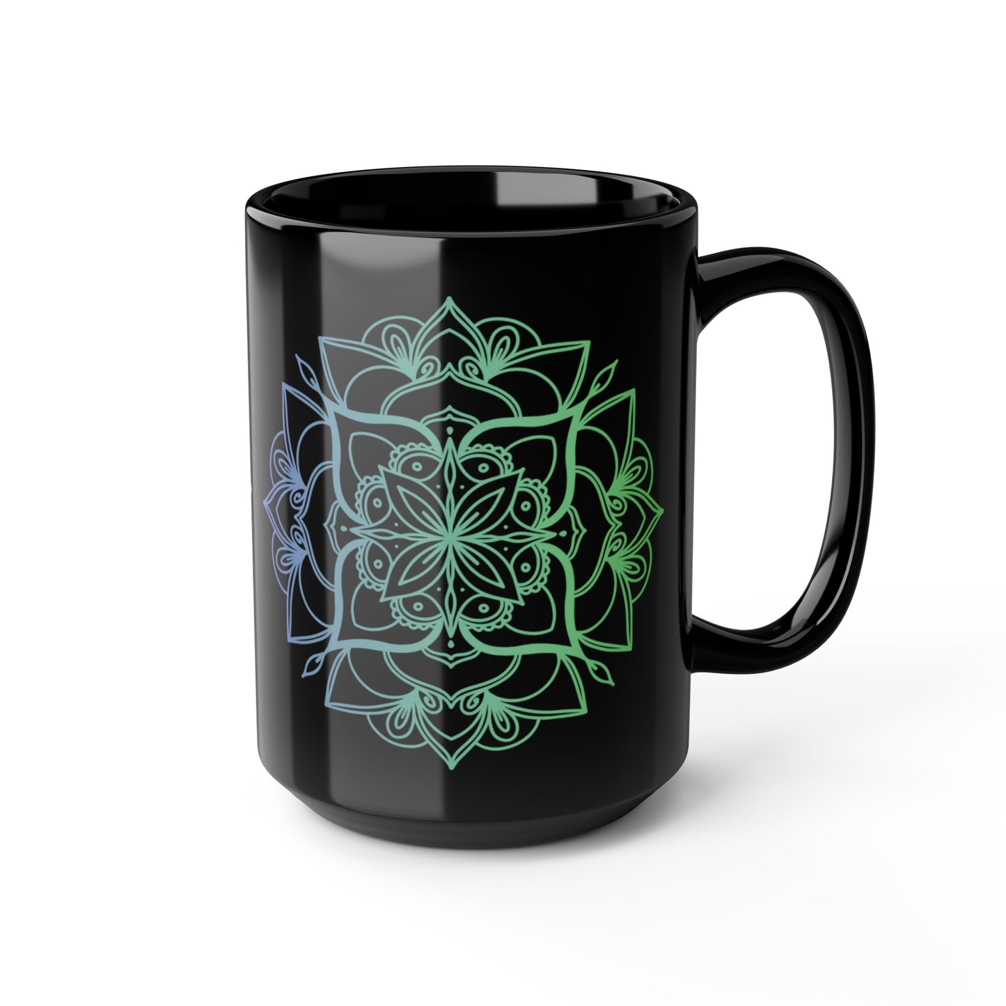 Blue/Black Geometric Black Mug, 15oz