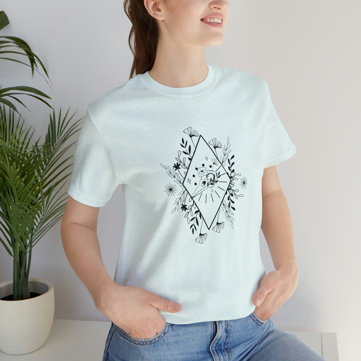 Bird Skull Print Jersey Short Sleeve Tee