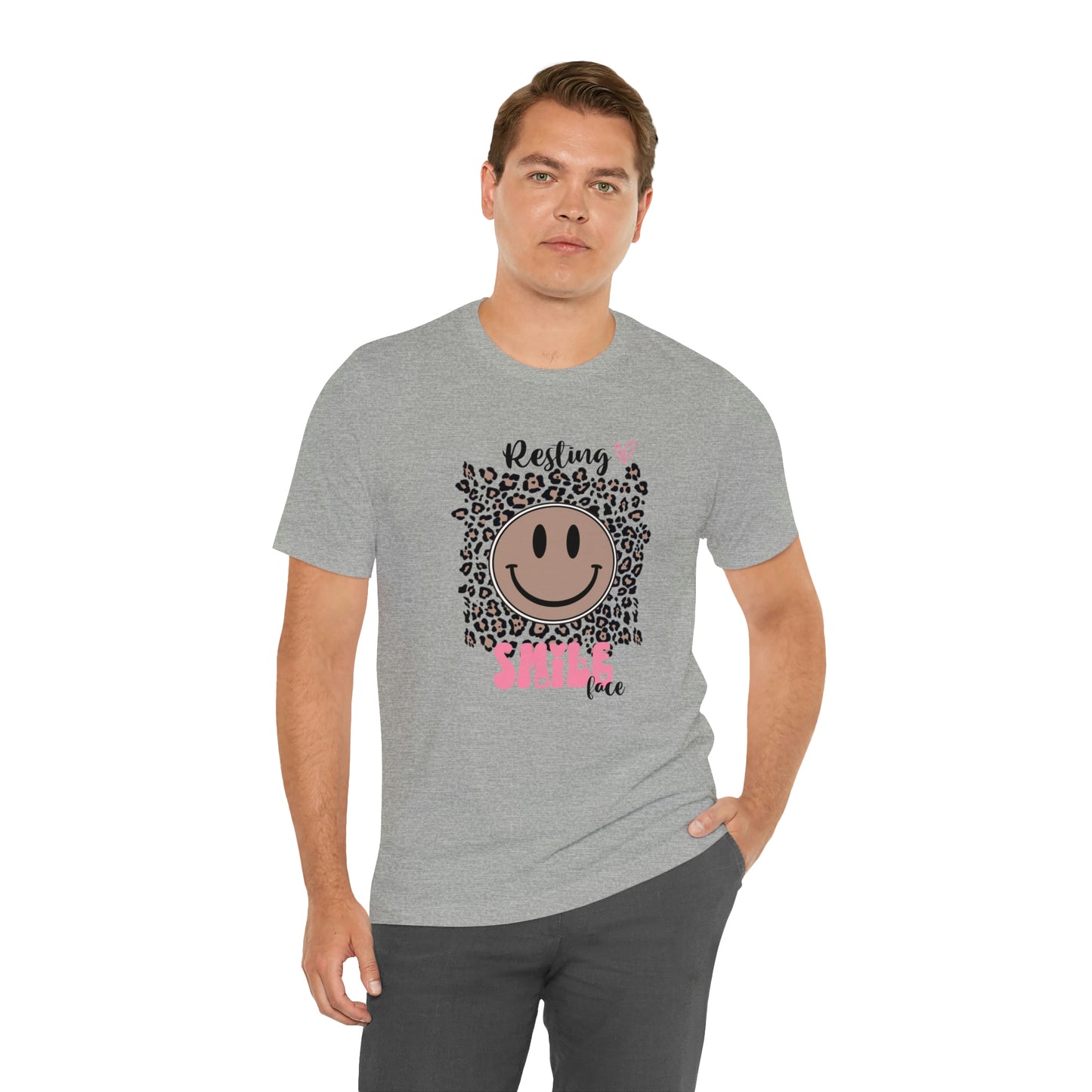 Resting Smile Face Print Jersey Short Sleeve Tee