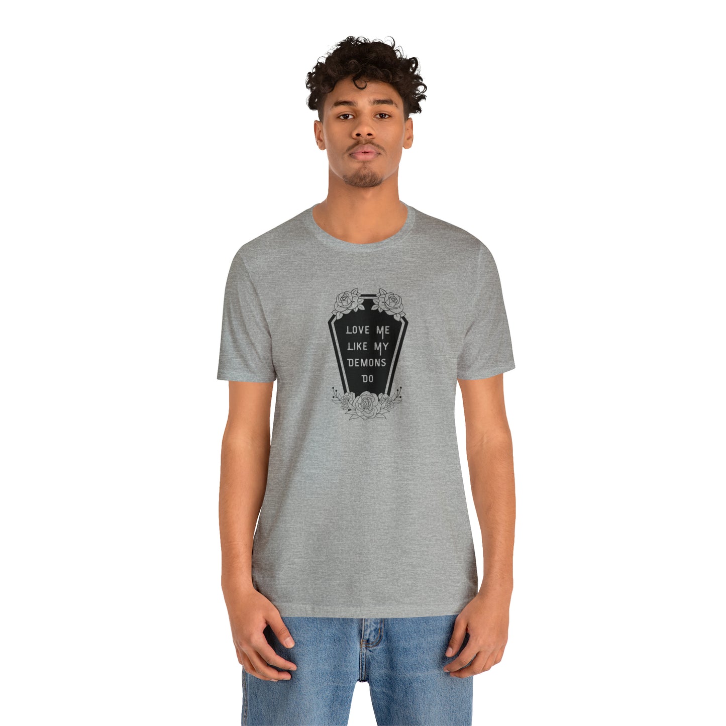 Love Me Like My Demons Do Print Jersey Short Sleeve Tee