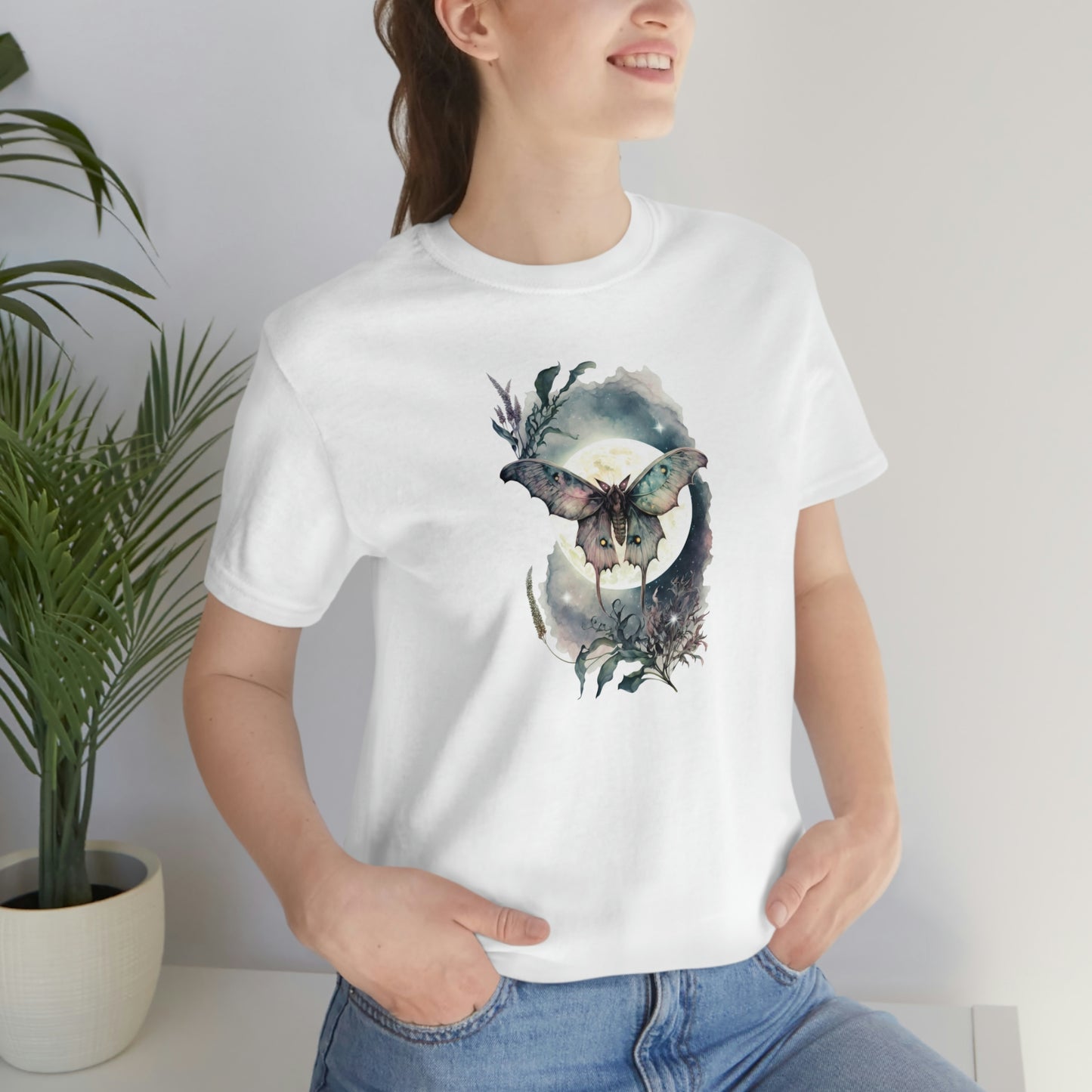 Moth Moonlight Print, Jersey Short Sleeve Tee
