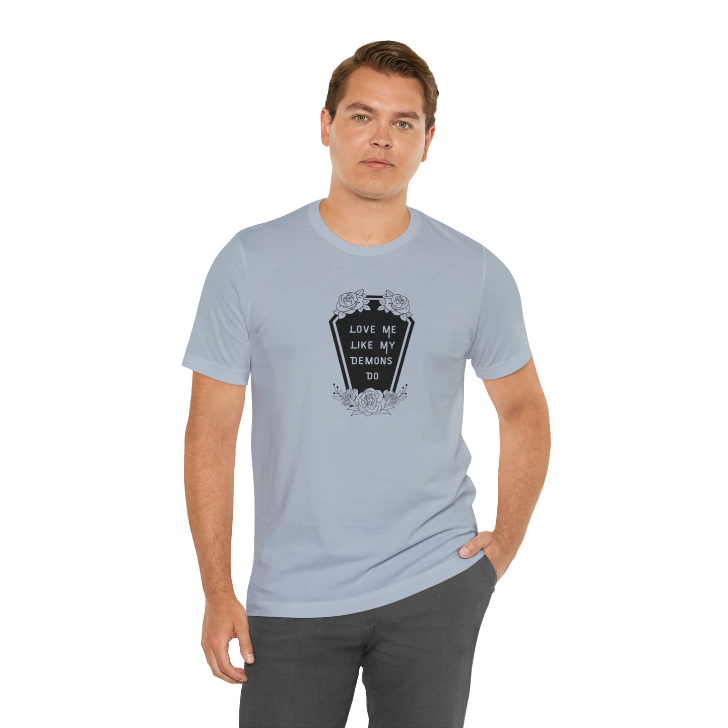 Love Me Like My Demons Do Print Jersey Short Sleeve Tee