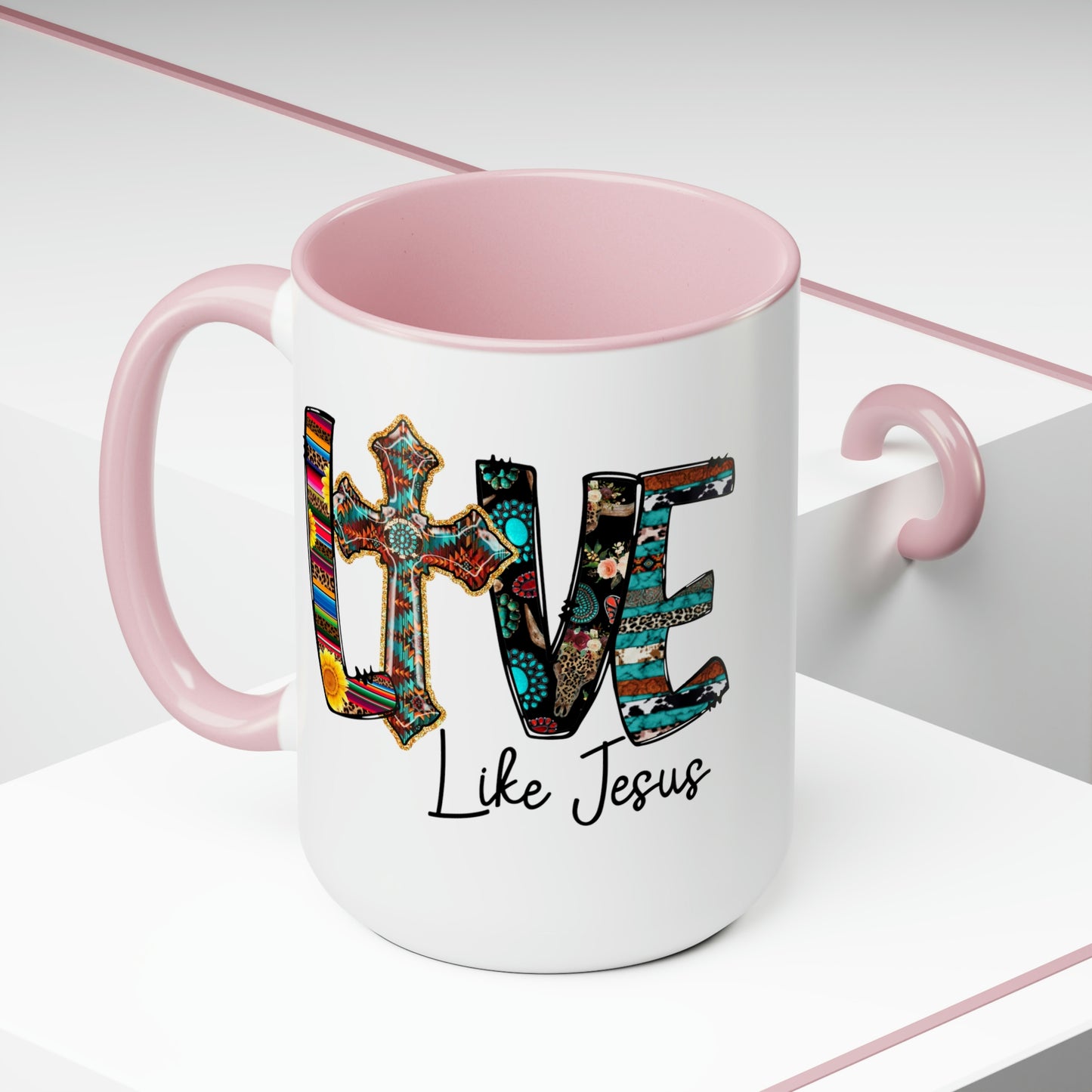 Live Like Jesus Two-Tone Coffee Mugs, 15oz