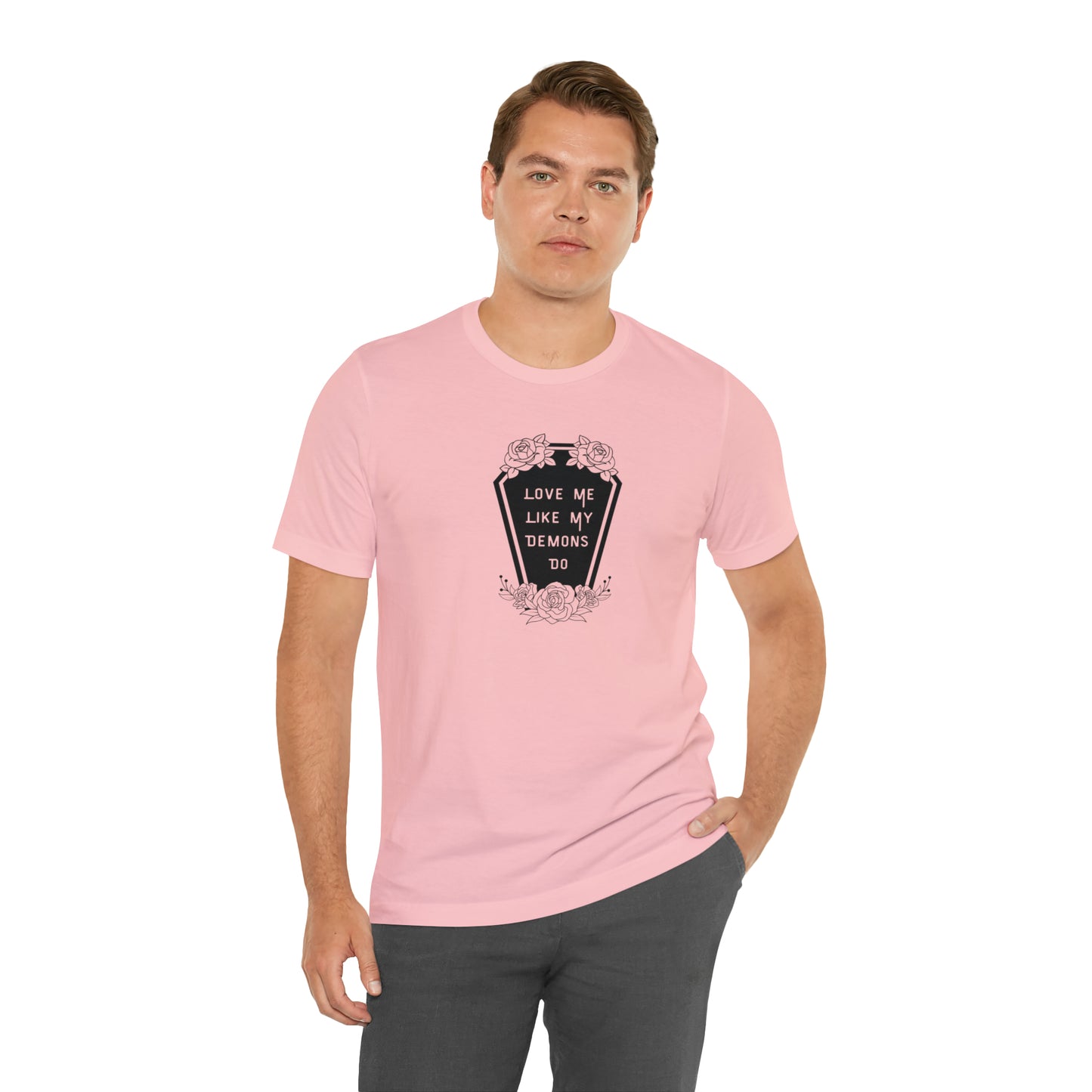 Love Me Like My Demons Do Print Jersey Short Sleeve Tee