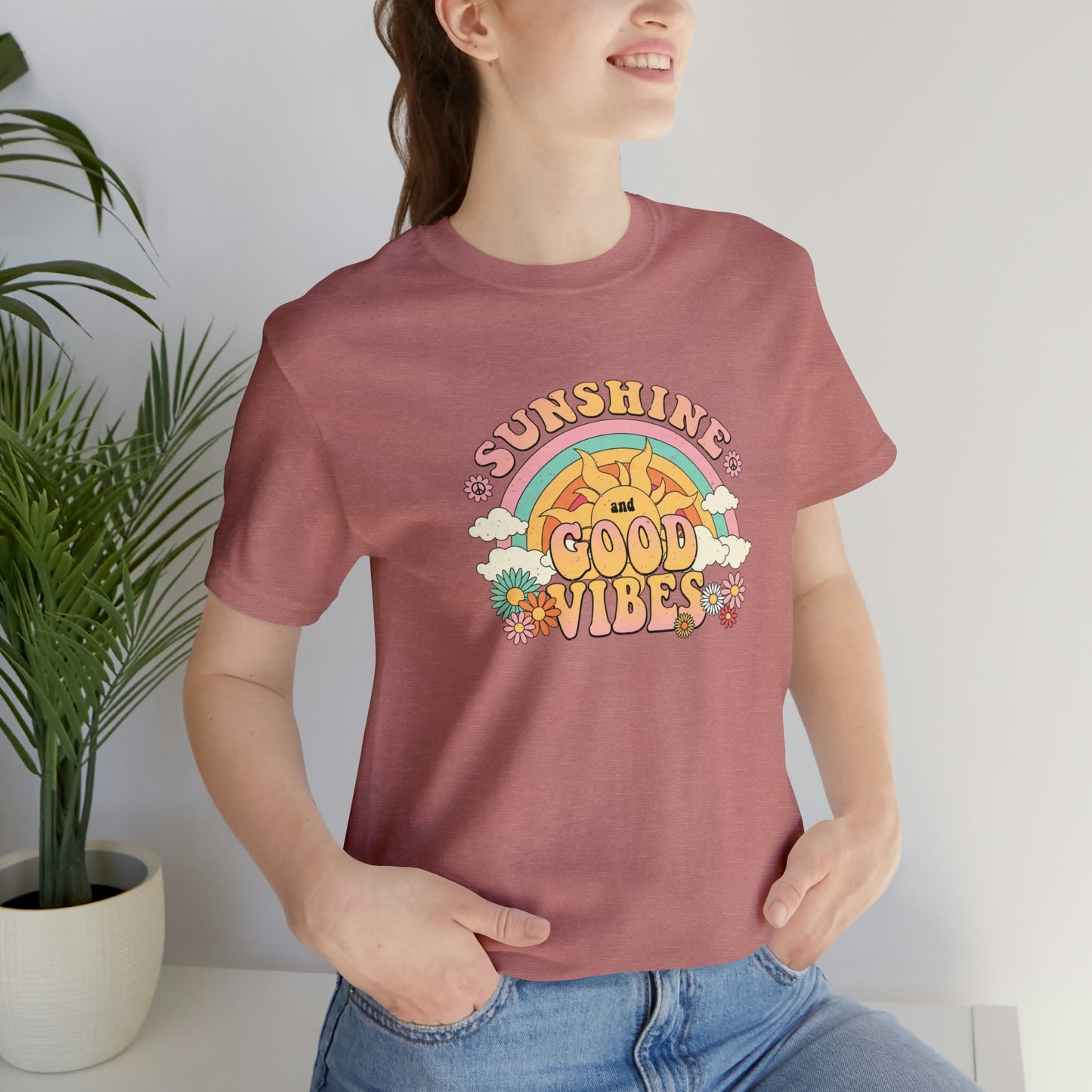 Sunshine and Good Vibe's Print, Jersey Short Sleeve Tee