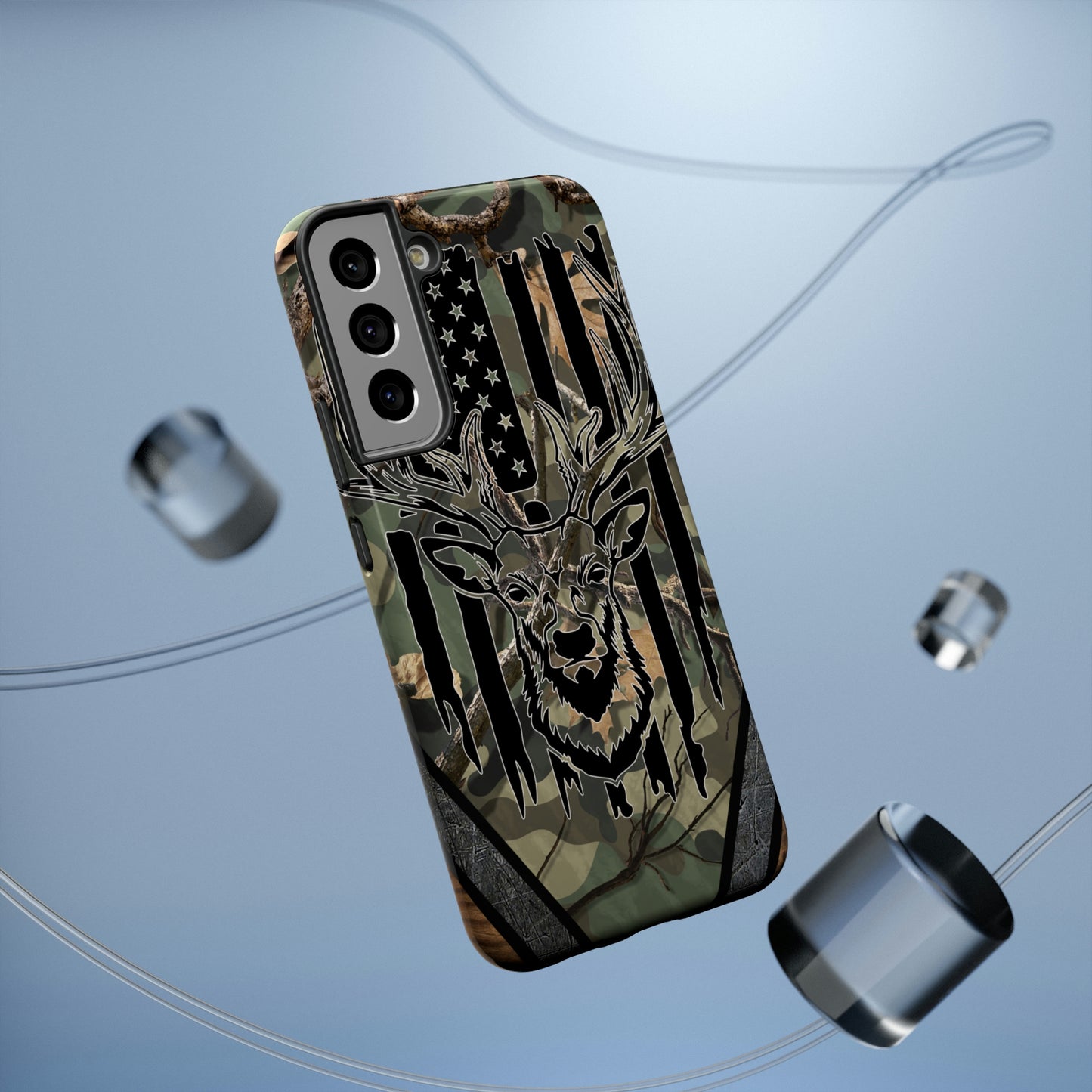 American Flag Deer Print Impact-Resistant Cases