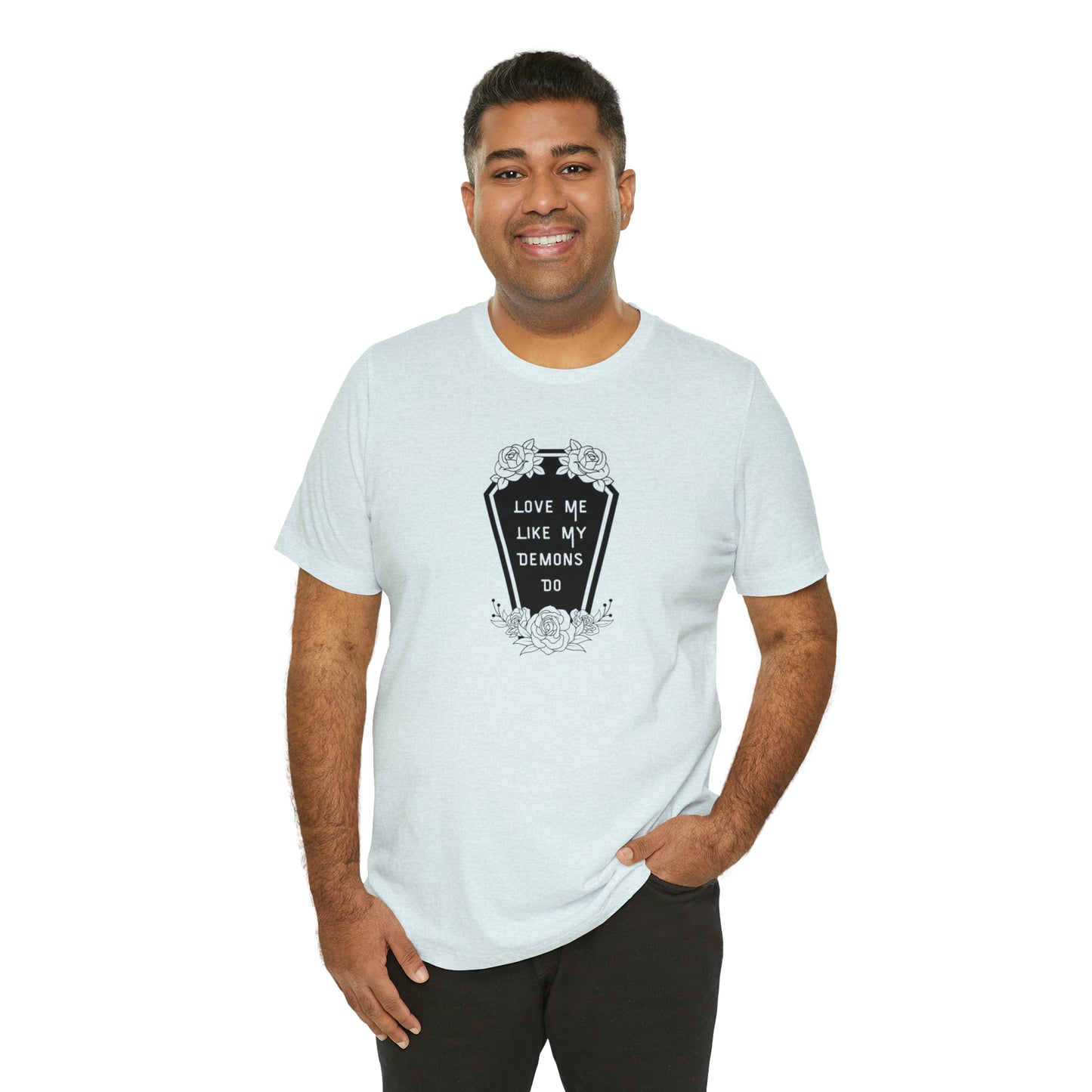 Love Me Like My Demons Do Print Jersey Short Sleeve Tee