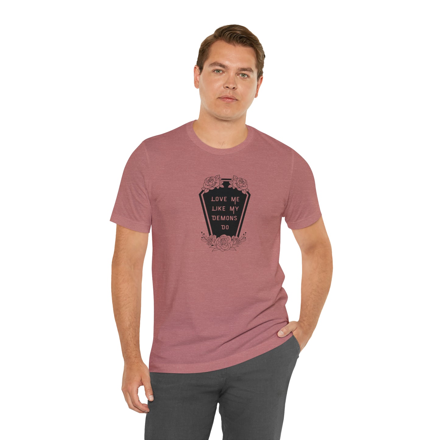 Love Me Like My Demons Do Print Jersey Short Sleeve Tee