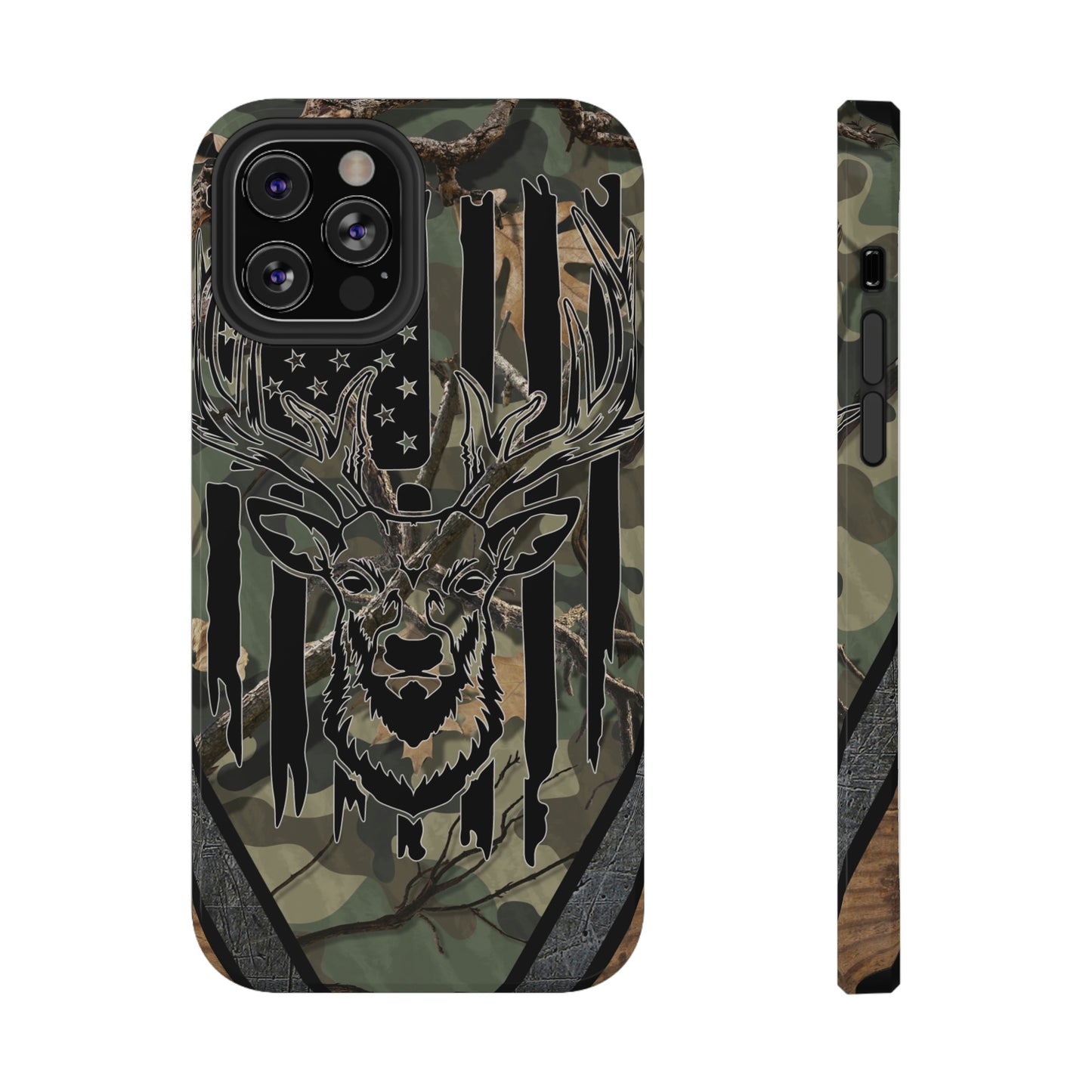 American Flag Deer Print Impact-Resistant Cases
