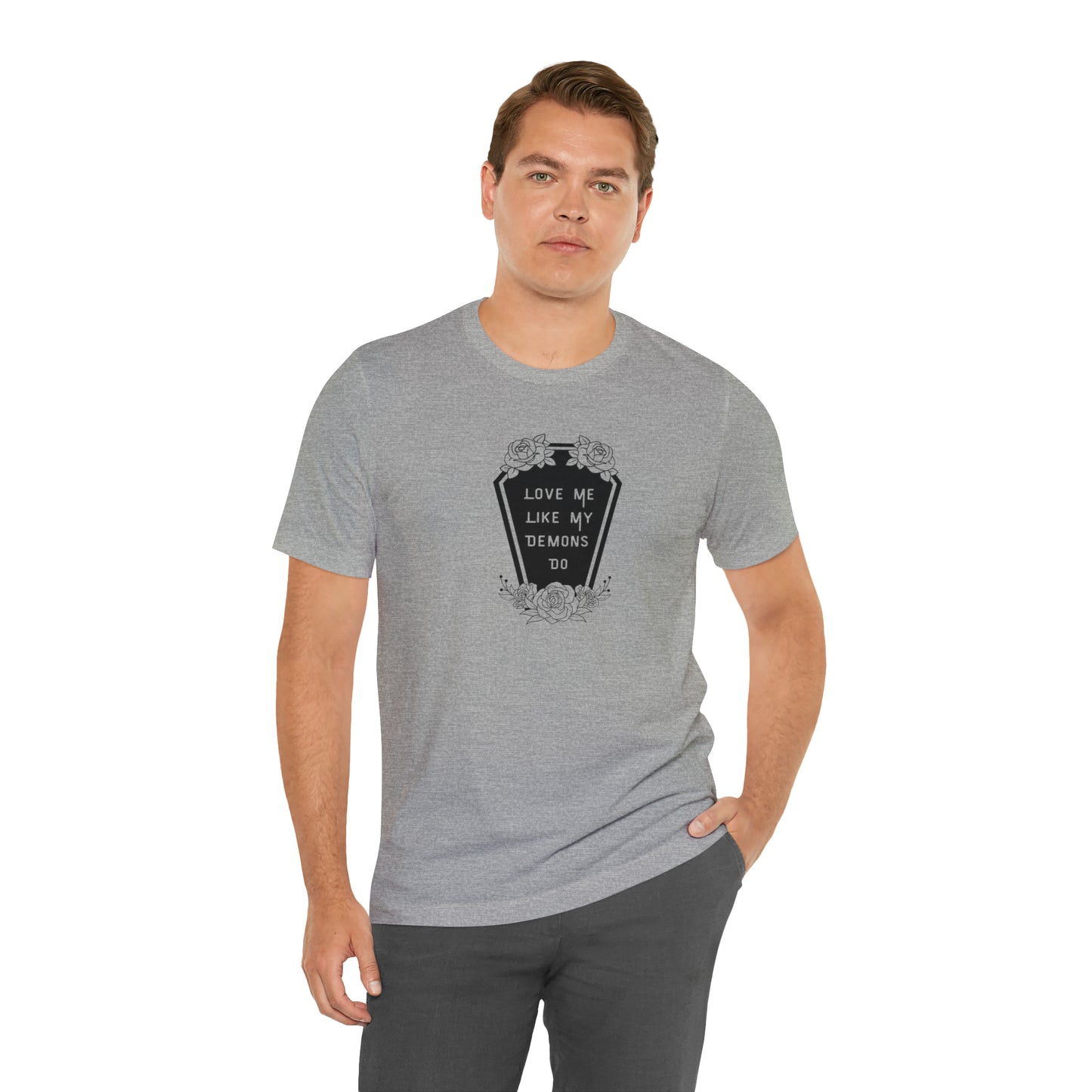Love Me Like My Demons Do Print Jersey Short Sleeve Tee