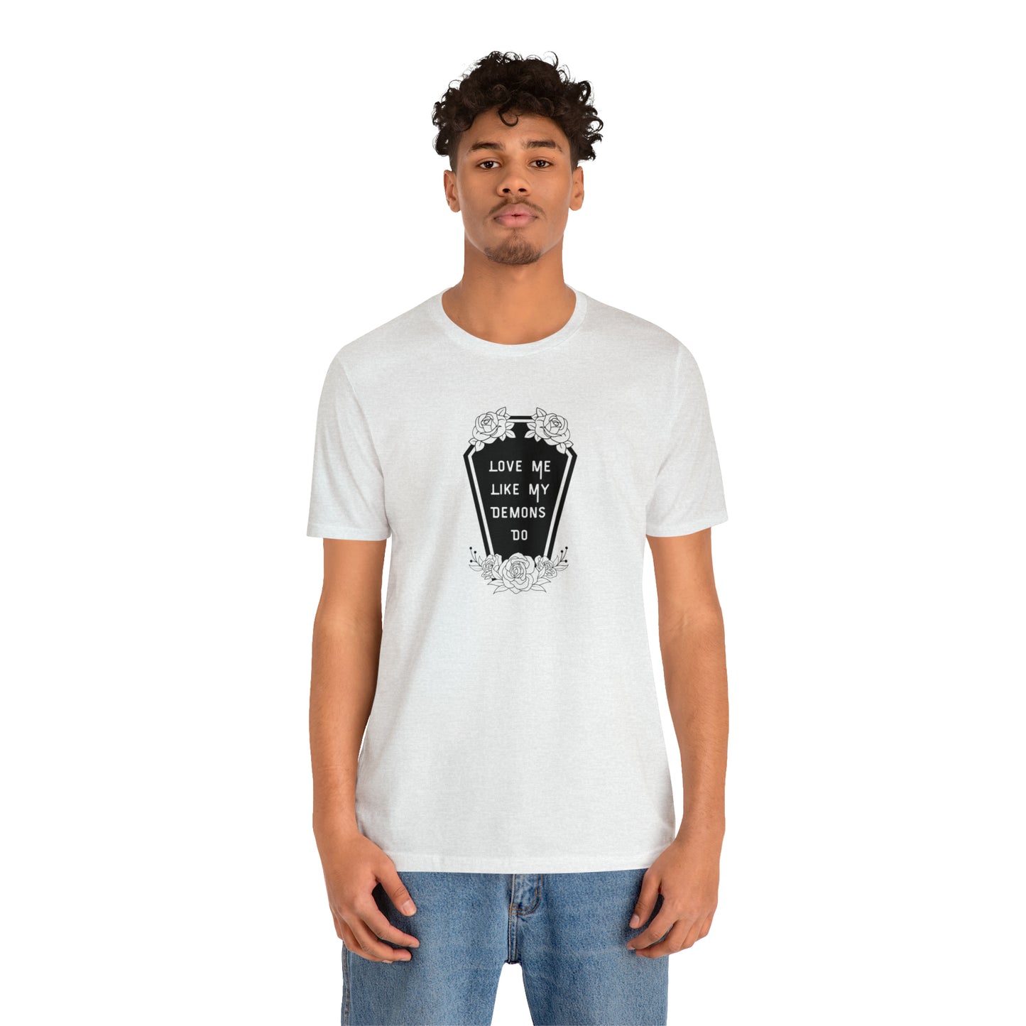 Love Me Like My Demons Do Print Jersey Short Sleeve Tee