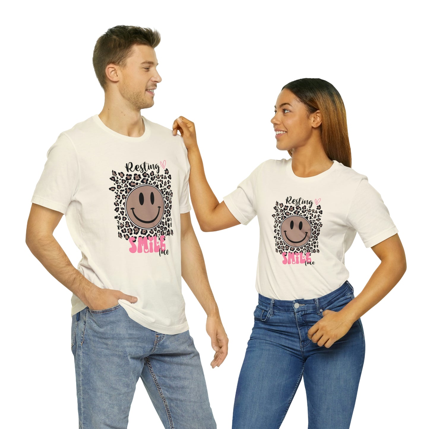 Resting Smile Face Print Jersey Short Sleeve Tee
