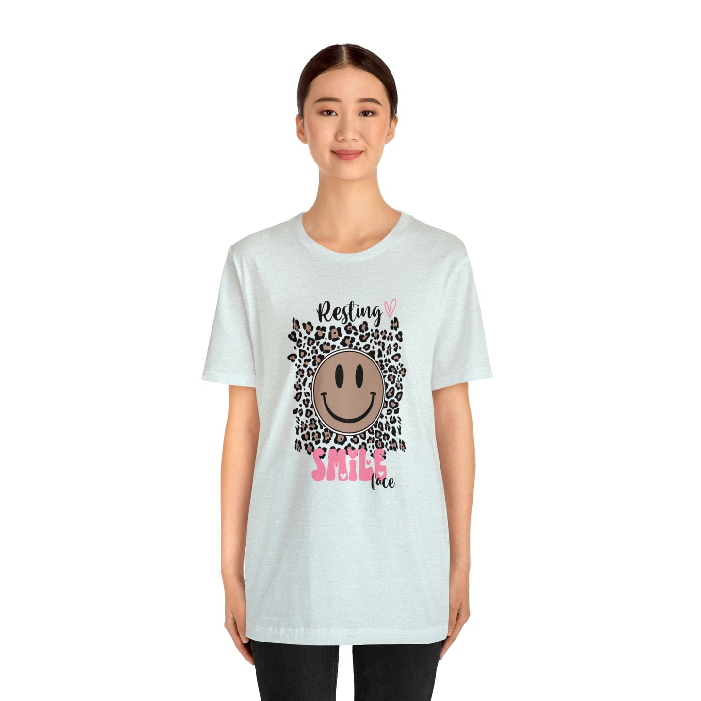 Resting Smile Face Print Jersey Short Sleeve Tee