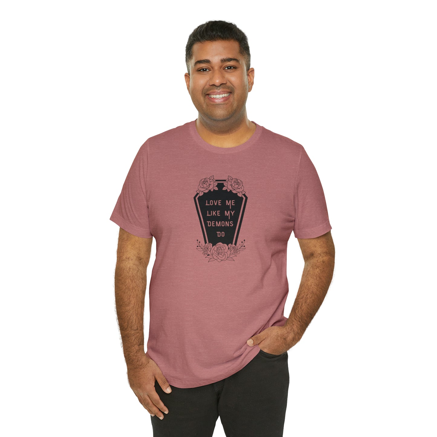 Love Me Like My Demons Do Print Jersey Short Sleeve Tee