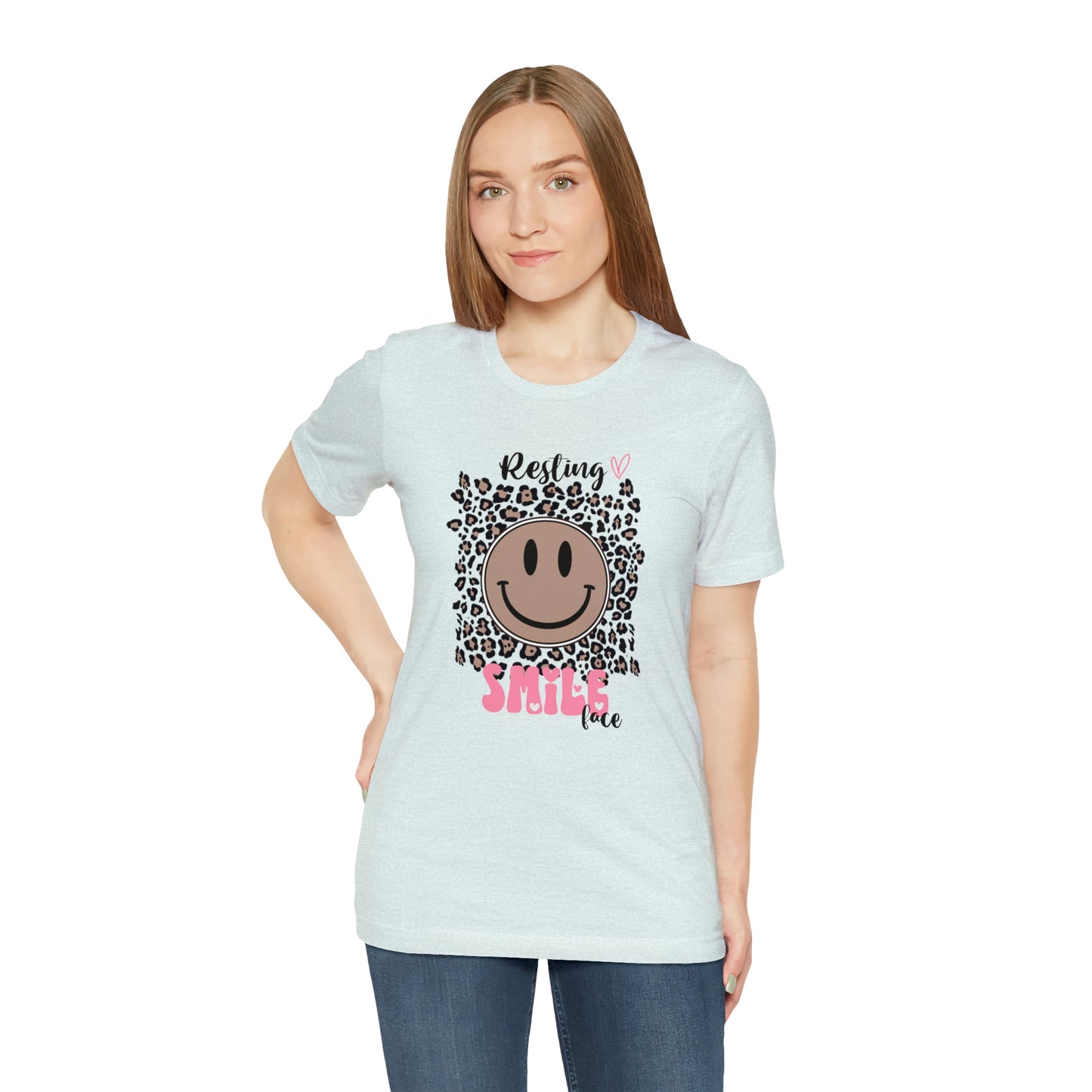 Resting Smile Face Print Jersey Short Sleeve Tee
