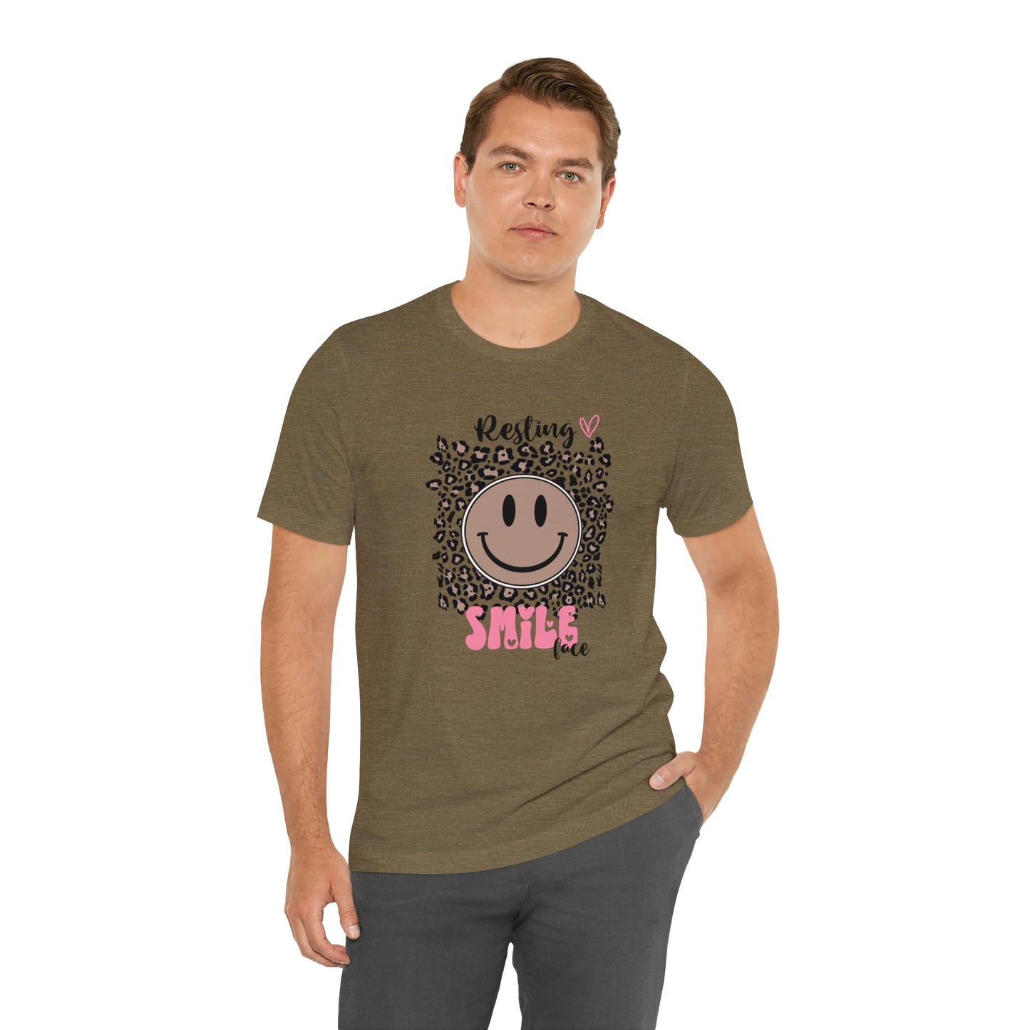 Resting Smile Face Print Jersey Short Sleeve Tee
