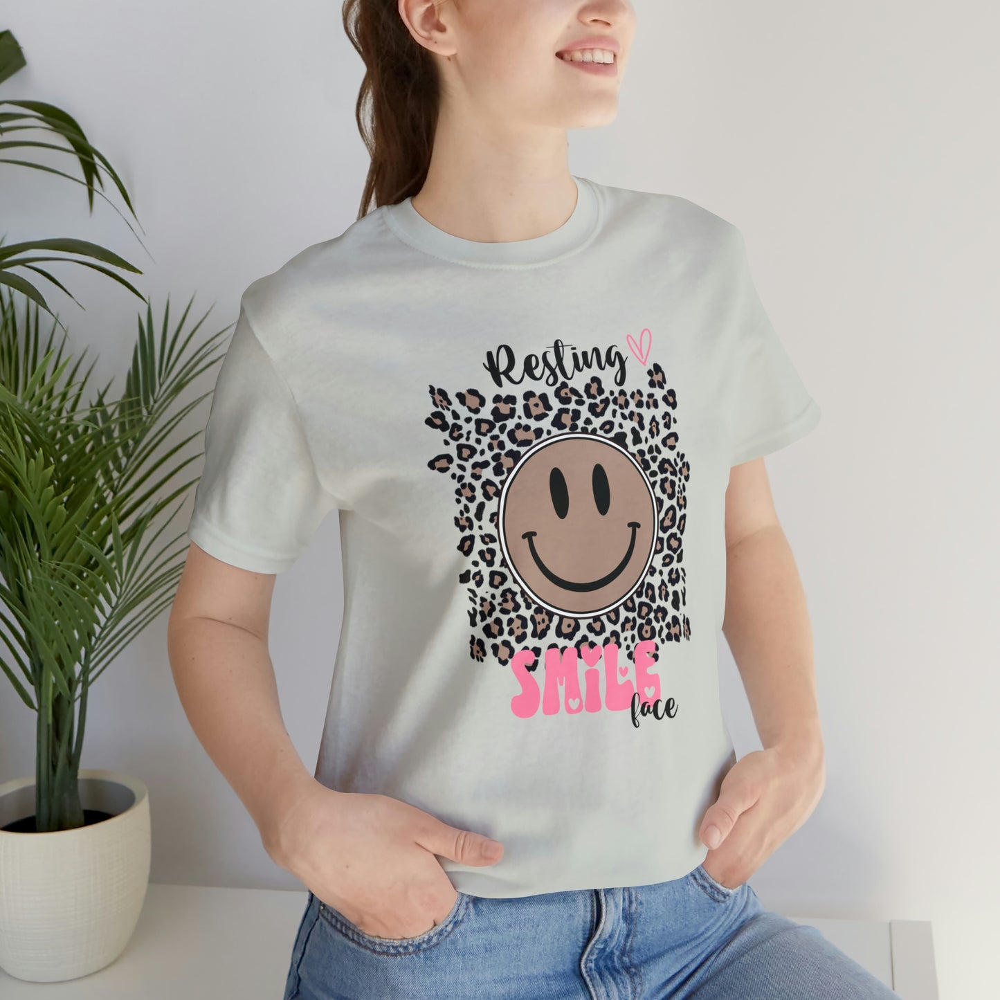 Resting Smile Face Print Jersey Short Sleeve Tee