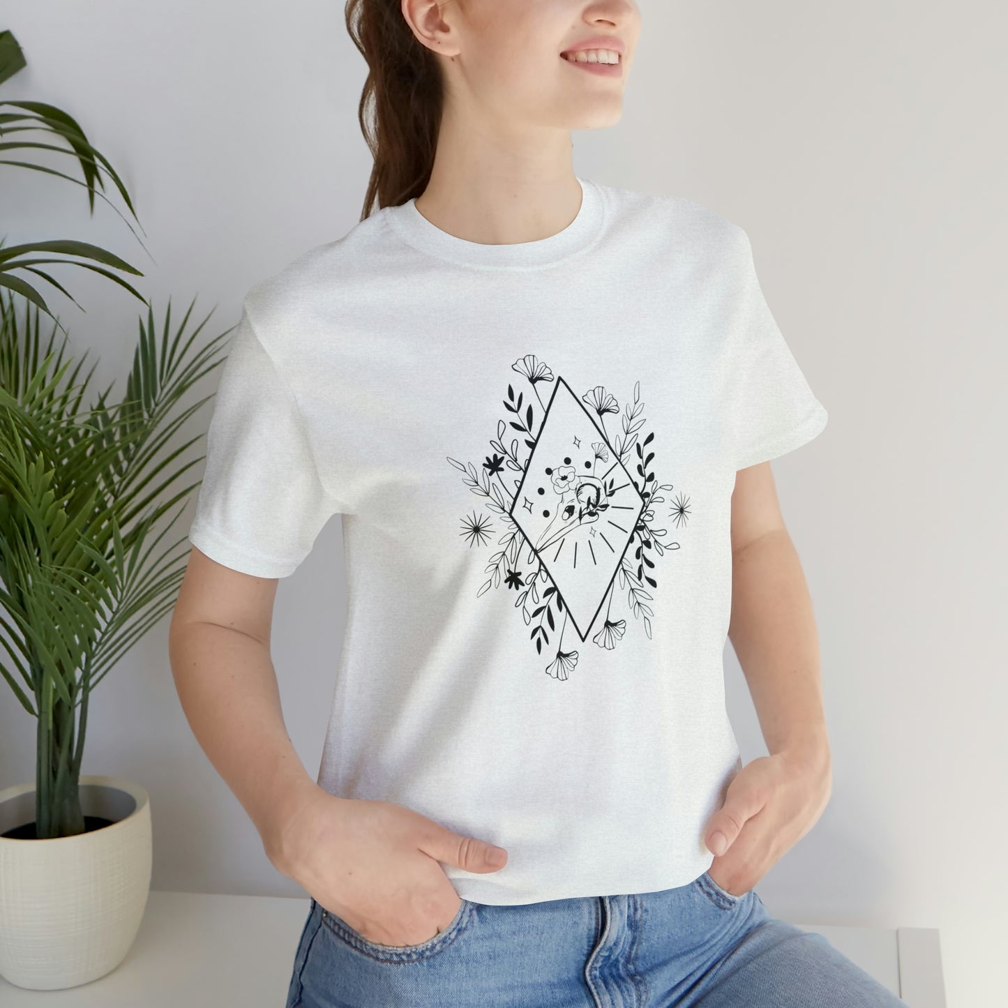 Bird Skull Print Jersey Short Sleeve Tee