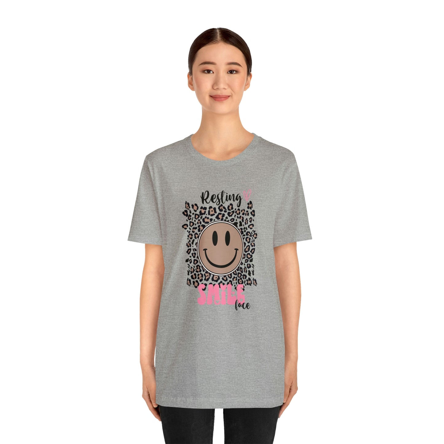 Resting Smile Face Print Jersey Short Sleeve Tee