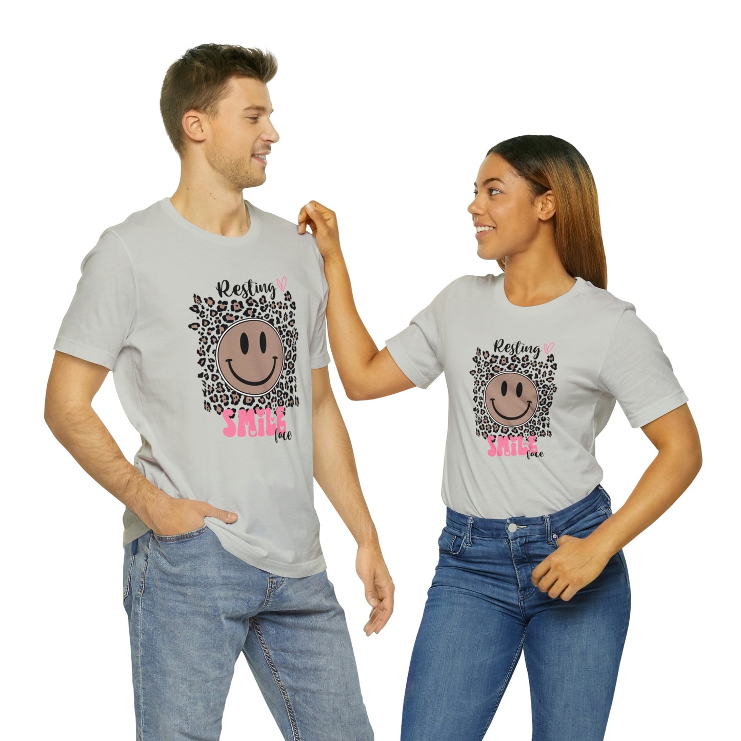 Resting Smile Face Print Jersey Short Sleeve Tee