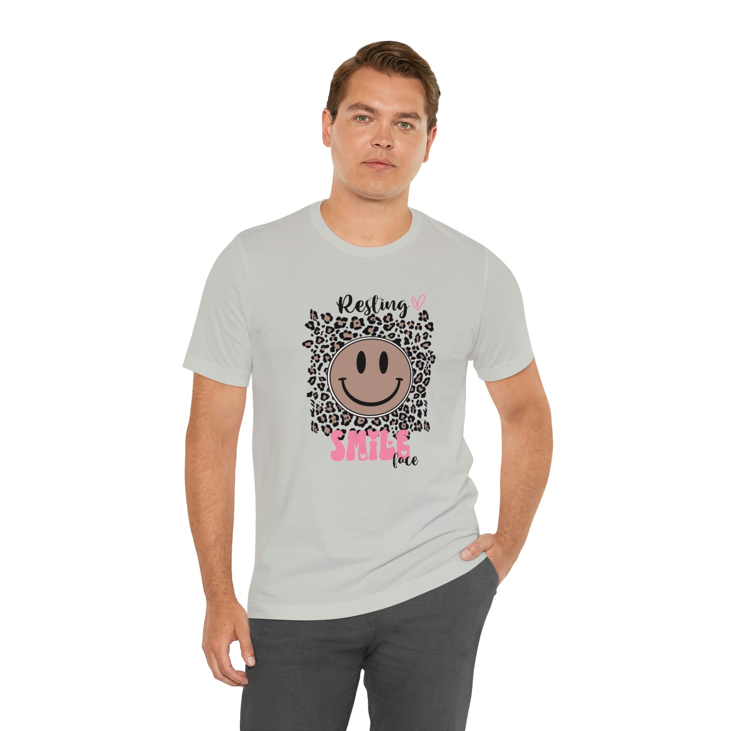 Resting Smile Face Print Jersey Short Sleeve Tee