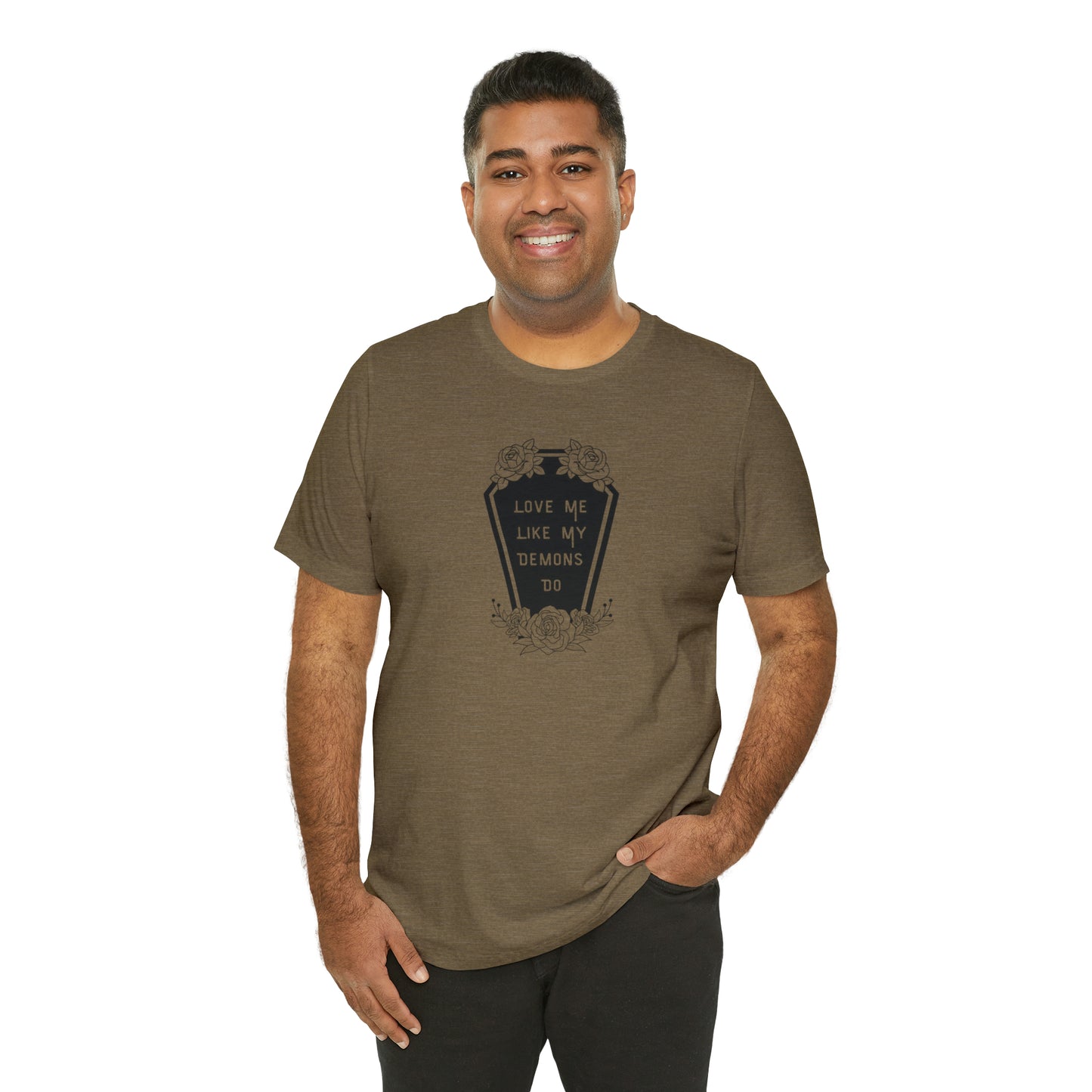 Love Me Like My Demons Do Print Jersey Short Sleeve Tee