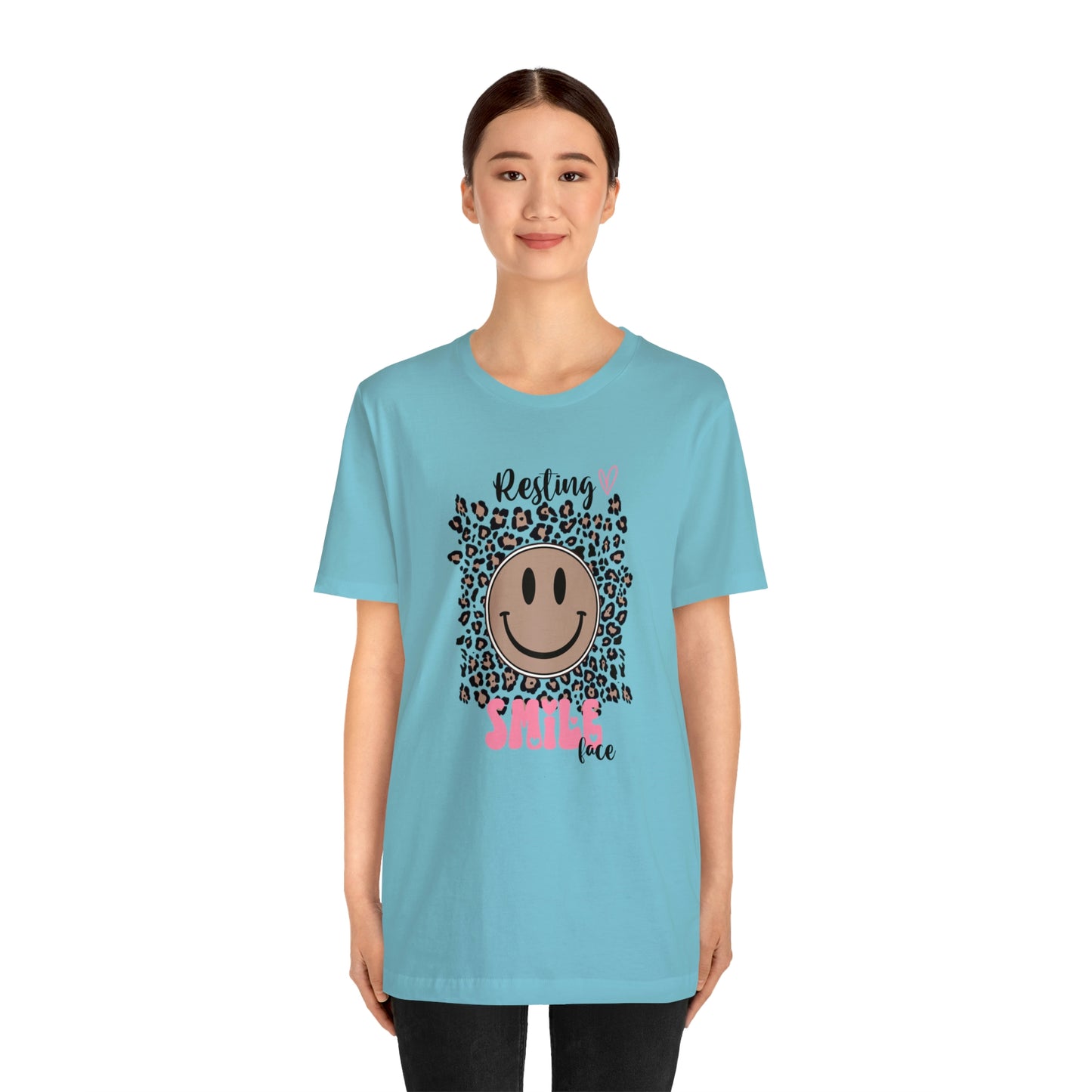 Resting Smile Face Print Jersey Short Sleeve Tee