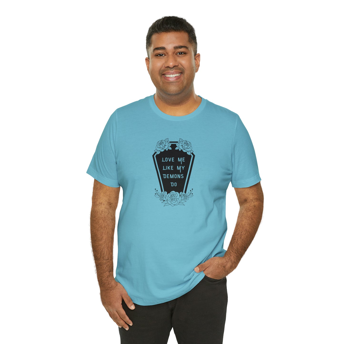 Love Me Like My Demons Do Print Jersey Short Sleeve Tee