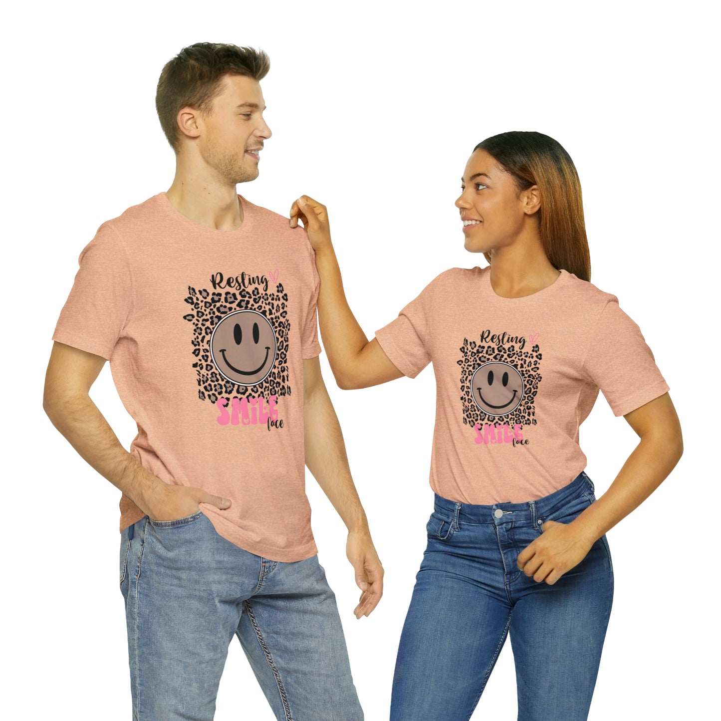 Resting Smile Face Print Jersey Short Sleeve Tee