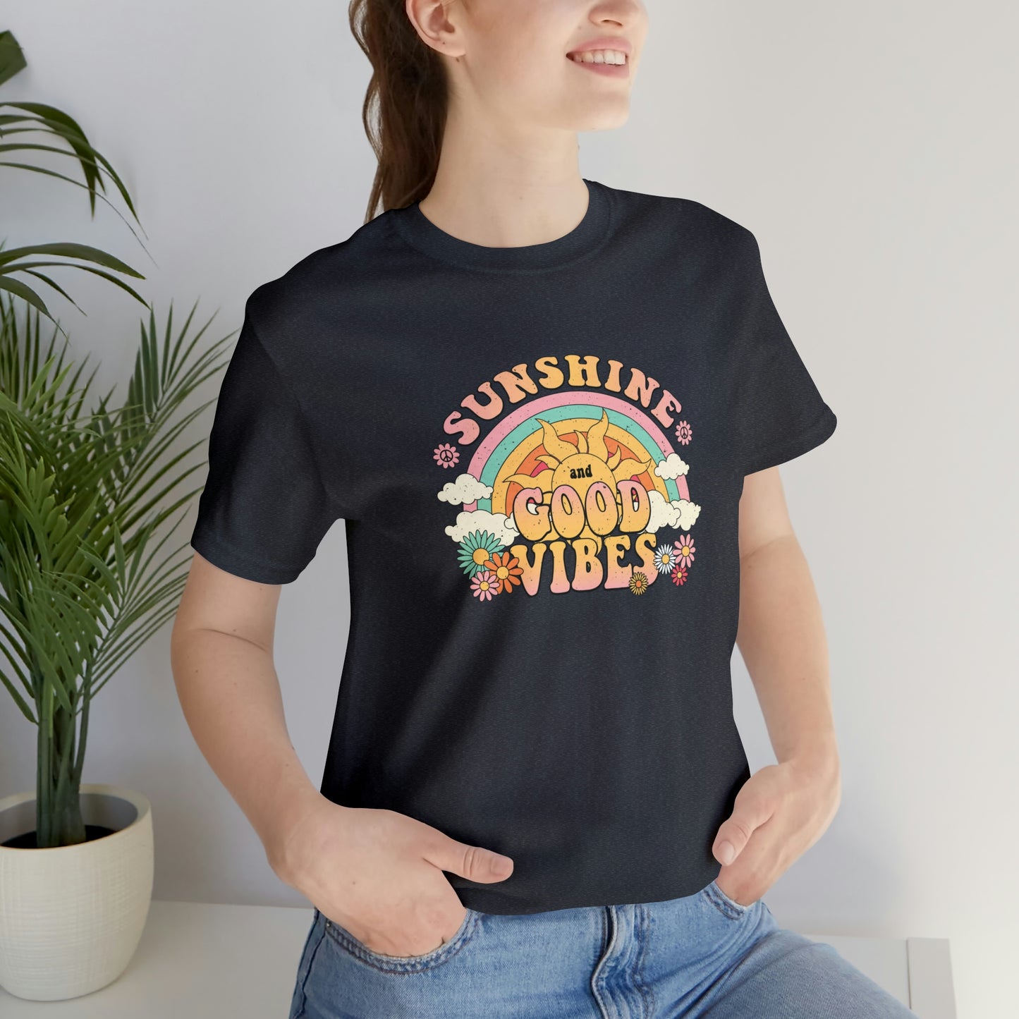 Sunshine and Good Vibe's Print, Jersey Short Sleeve Tee