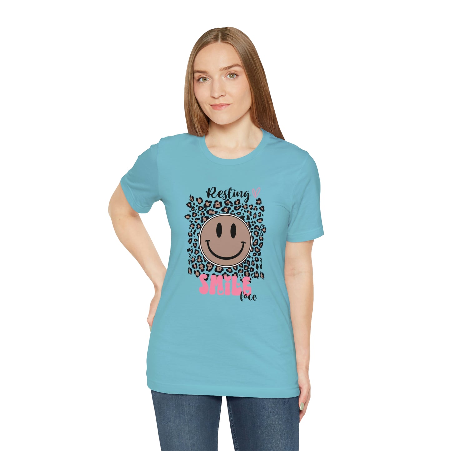 Resting Smile Face Print Jersey Short Sleeve Tee