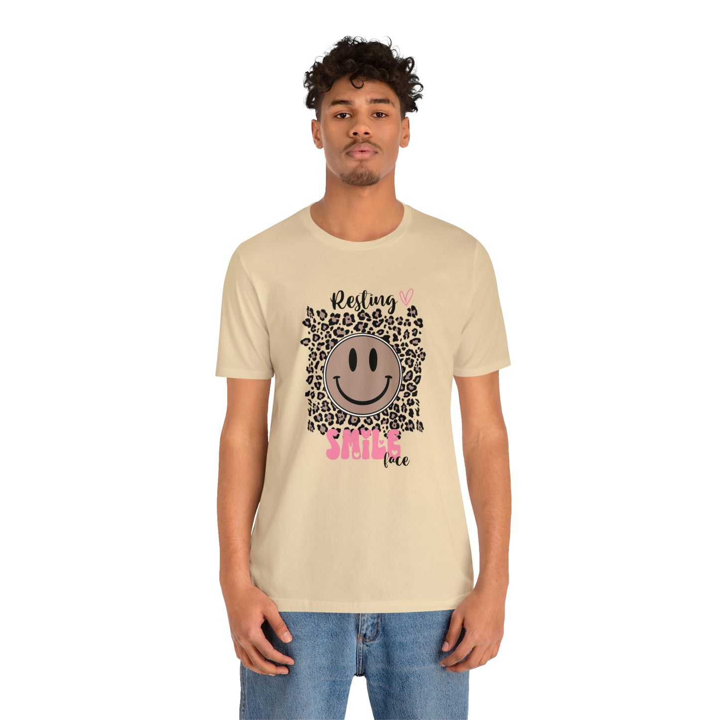Resting Smile Face Print Jersey Short Sleeve Tee