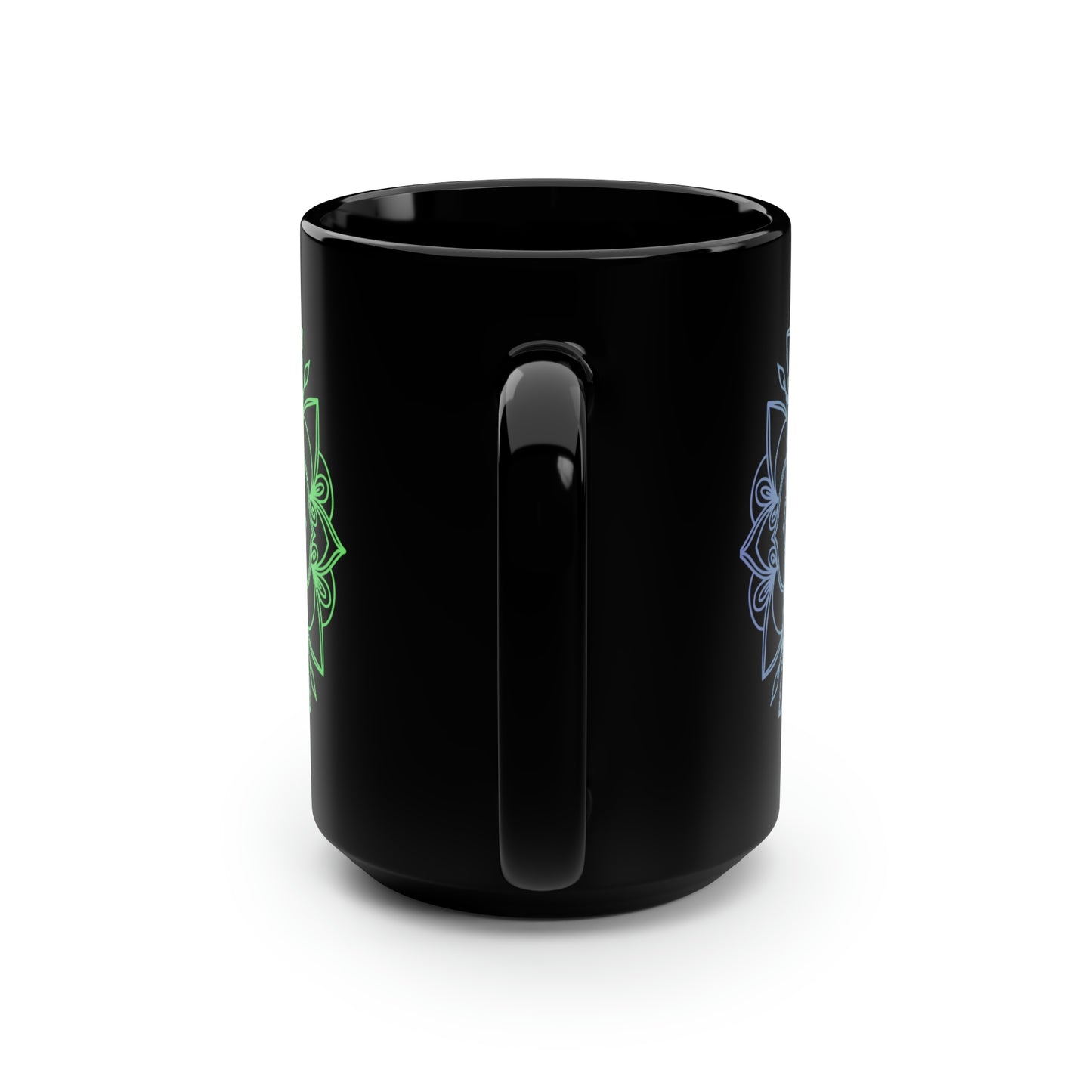 Blue/Black Geometric Black Mug, 15oz