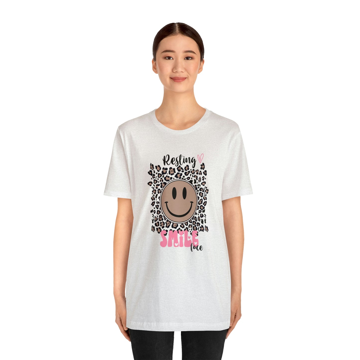 Resting Smile Face Print Jersey Short Sleeve Tee