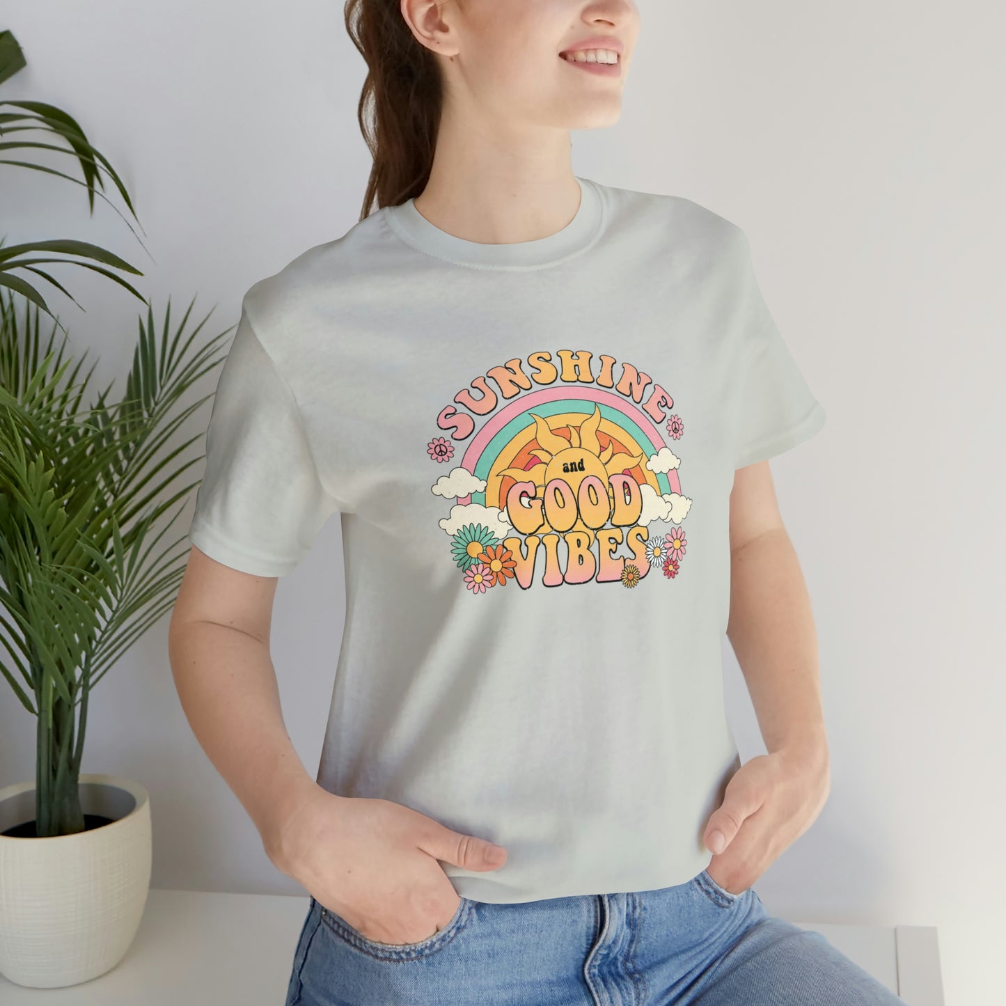 Sunshine and Good Vibe's Print, Jersey Short Sleeve Tee