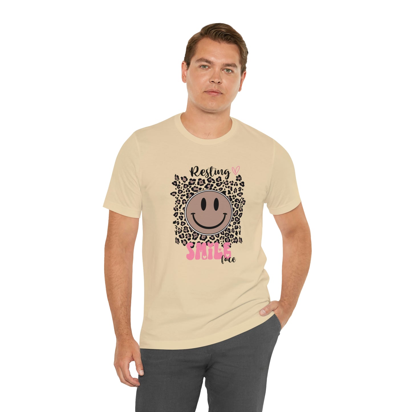 Resting Smile Face Print Jersey Short Sleeve Tee