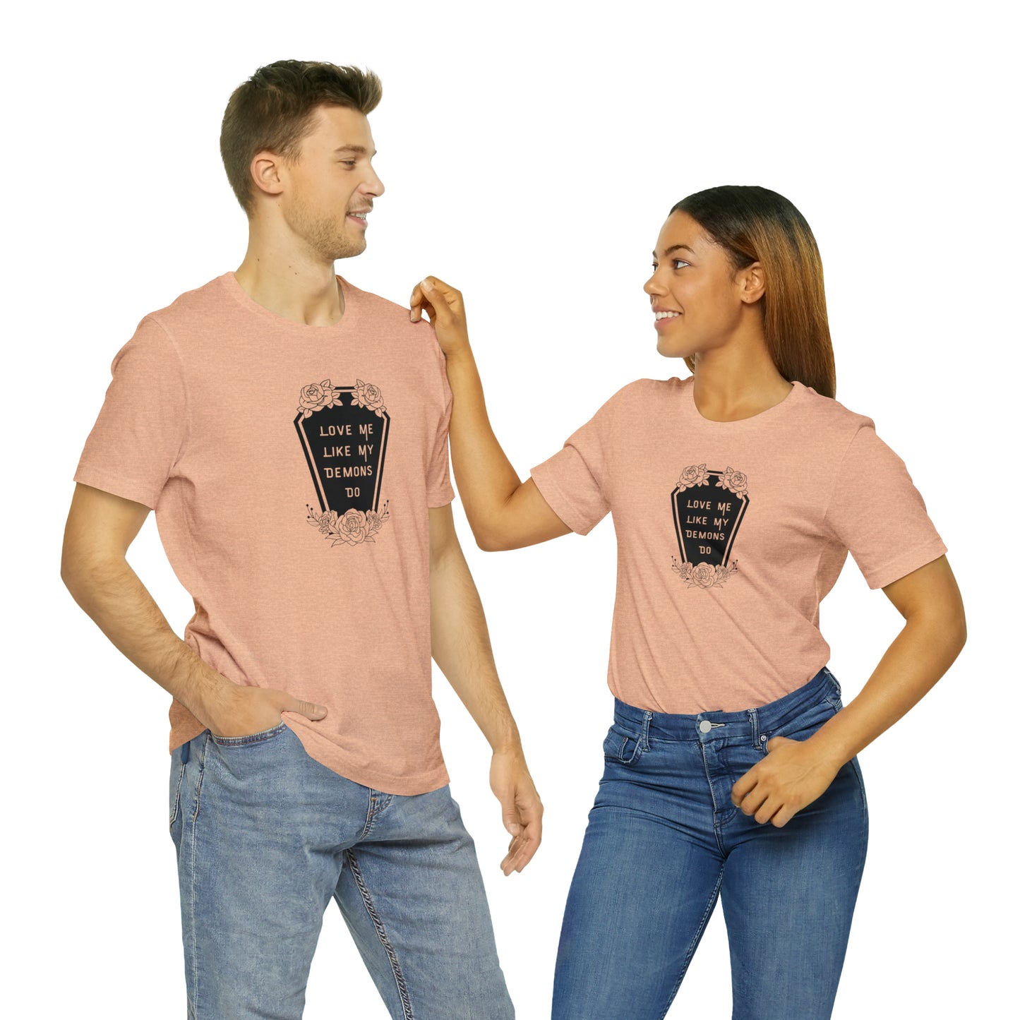 Love Me Like My Demons Do Print Jersey Short Sleeve Tee