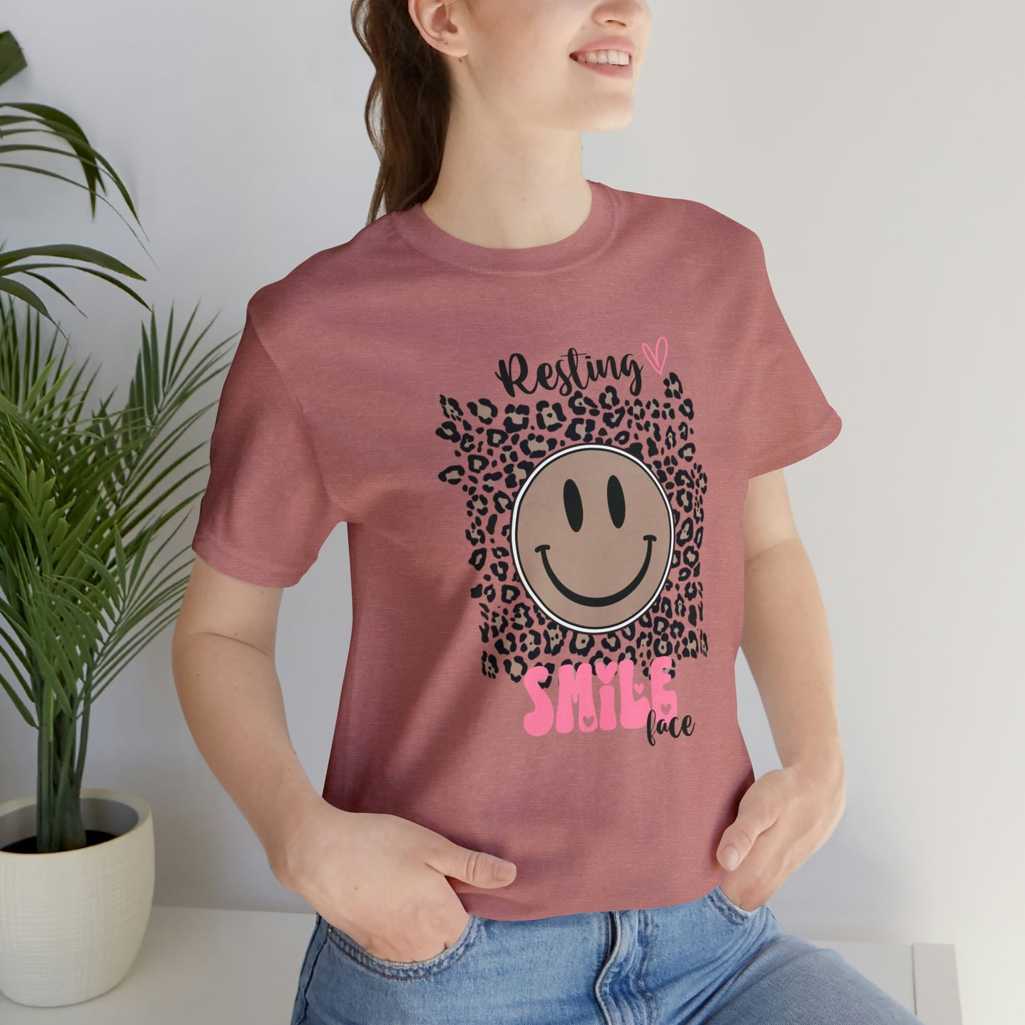 Resting Smile Face Print Jersey Short Sleeve Tee