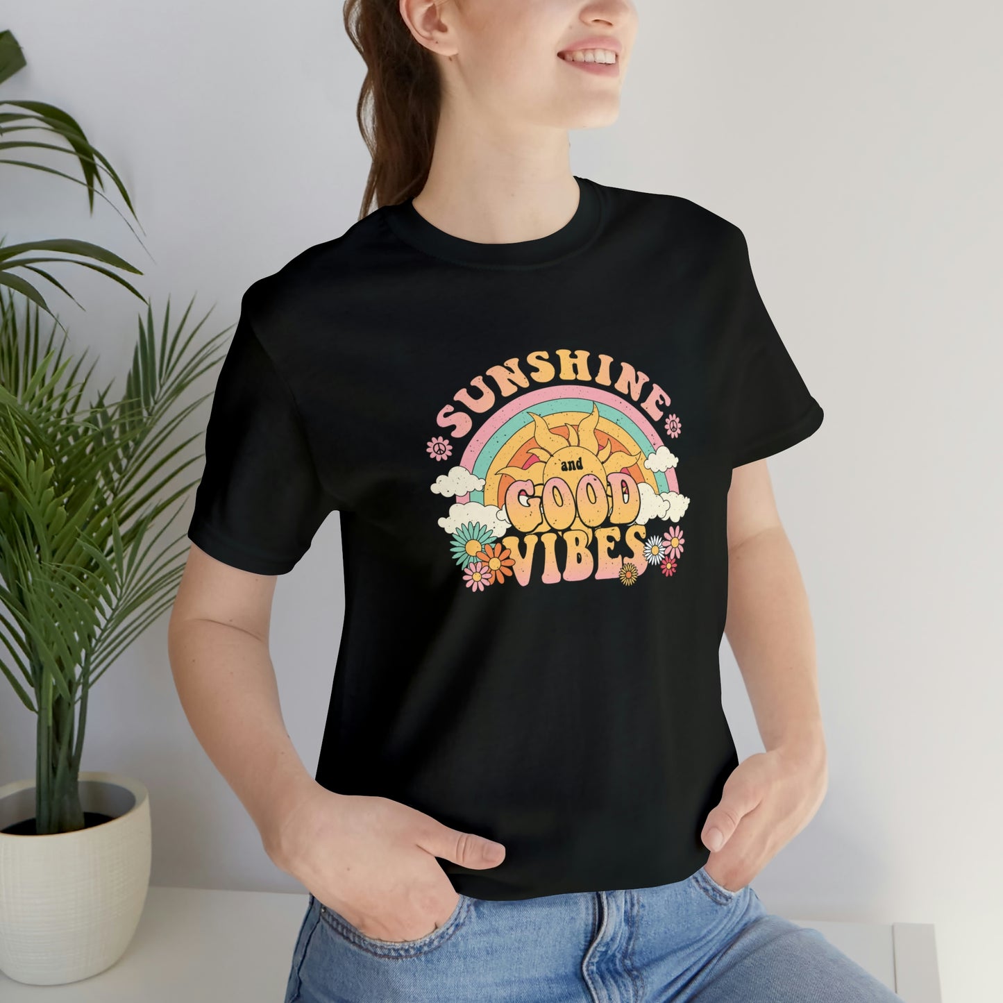 Sunshine and Good Vibe's Print, Jersey Short Sleeve Tee