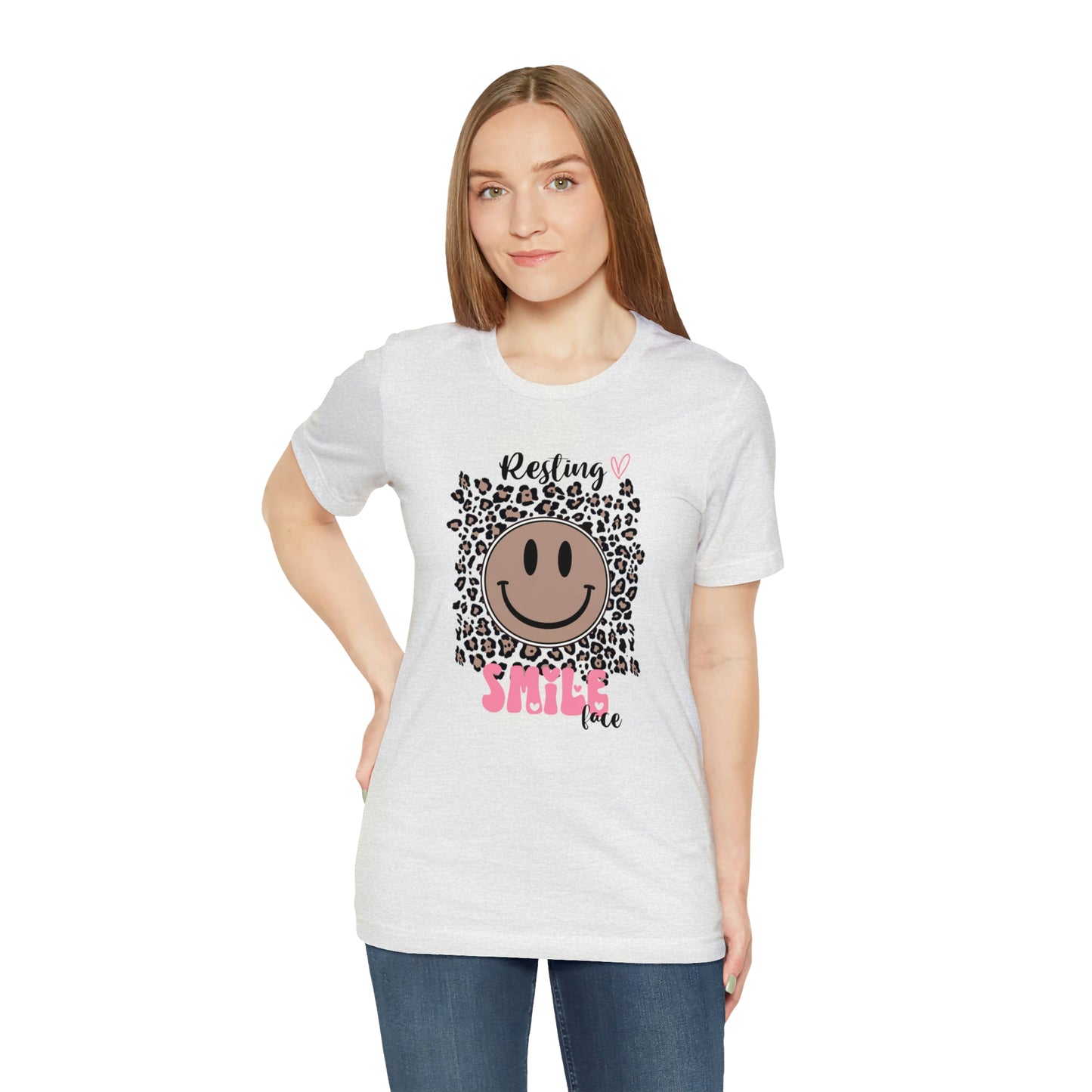 Resting Smile Face Print Jersey Short Sleeve Tee