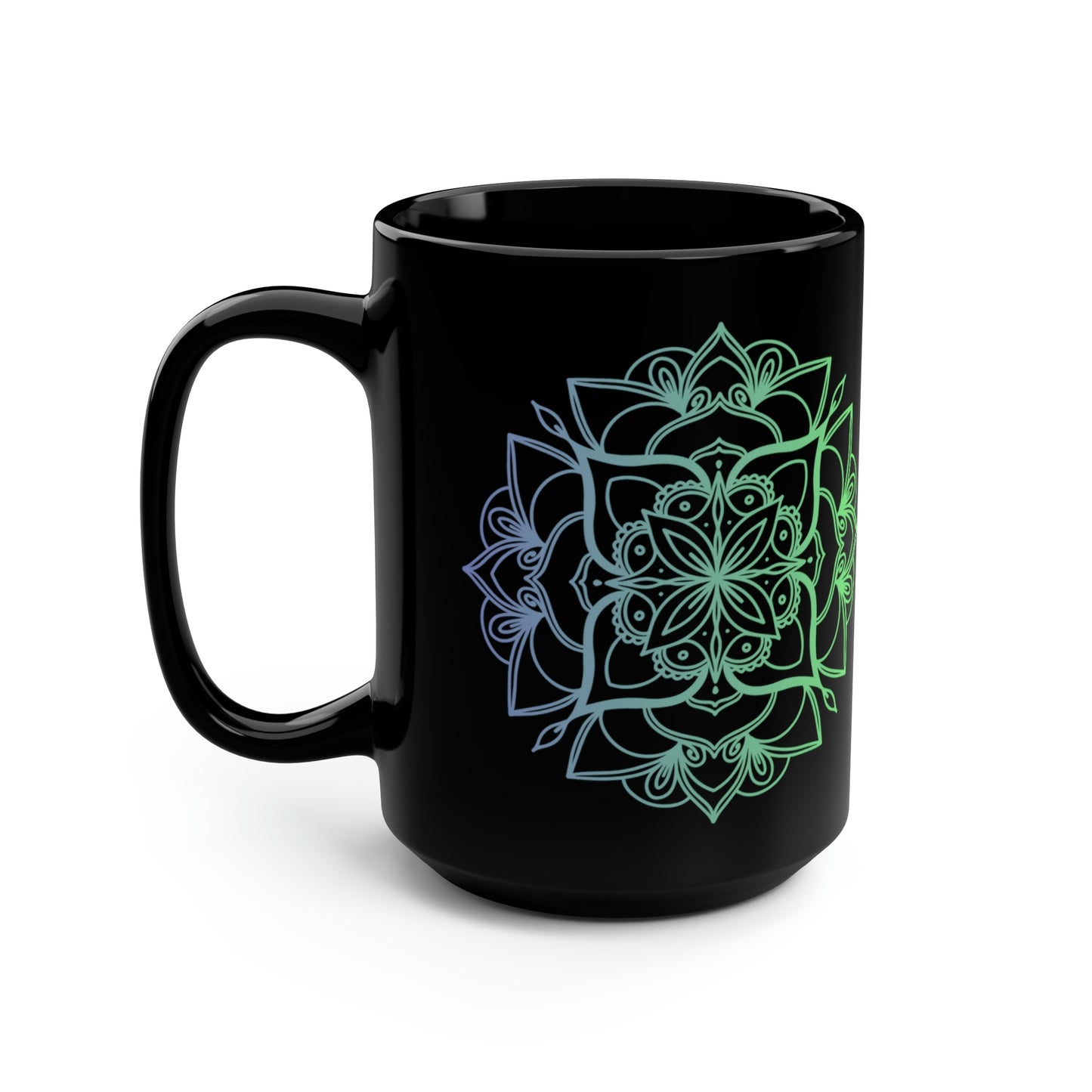 Blue/Black Geometric Black Mug, 15oz